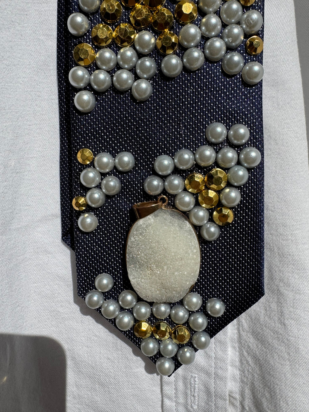 Navy Blue Salt Rock Scattered Gems Royalty Nature Tie