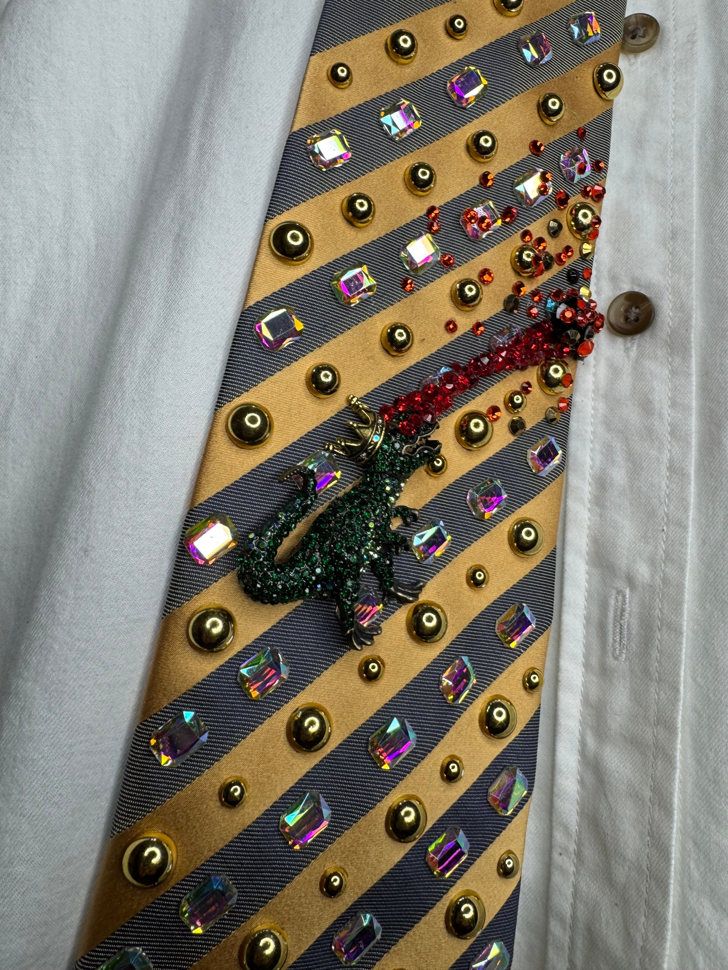 Gold and Grey Laser Eye Trex Attacking Tie