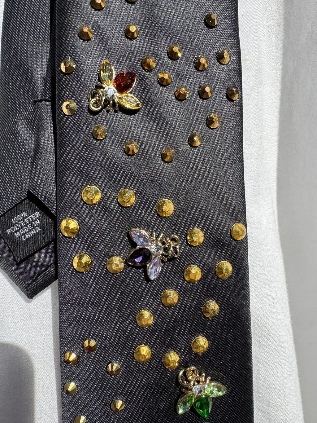 Black Flying Bumblee Bees Spelling Bee Royalty Tie