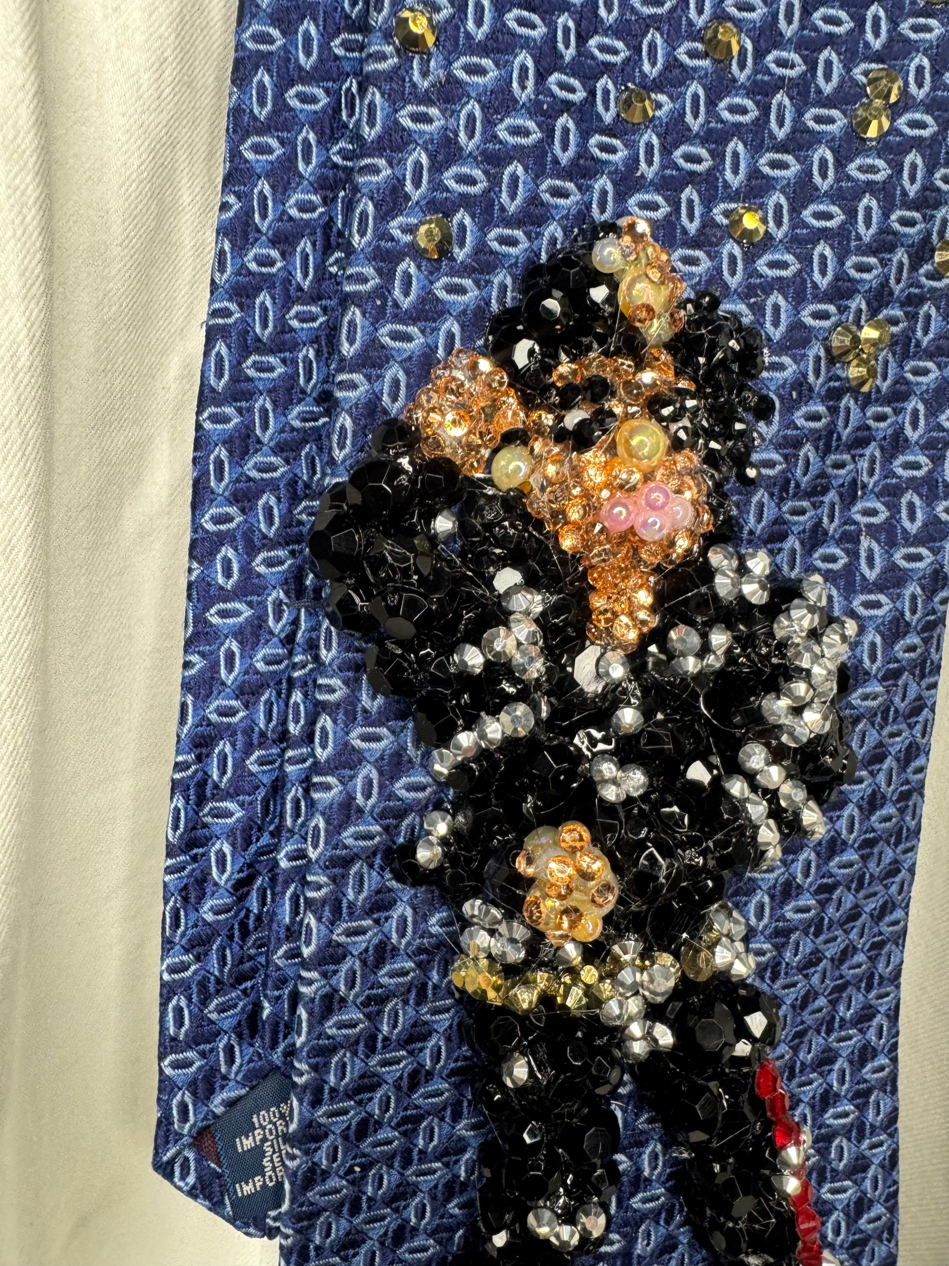 Navy Blue Michael Jackson Arms Over Face and Chest Pose Bad Music Video Tie