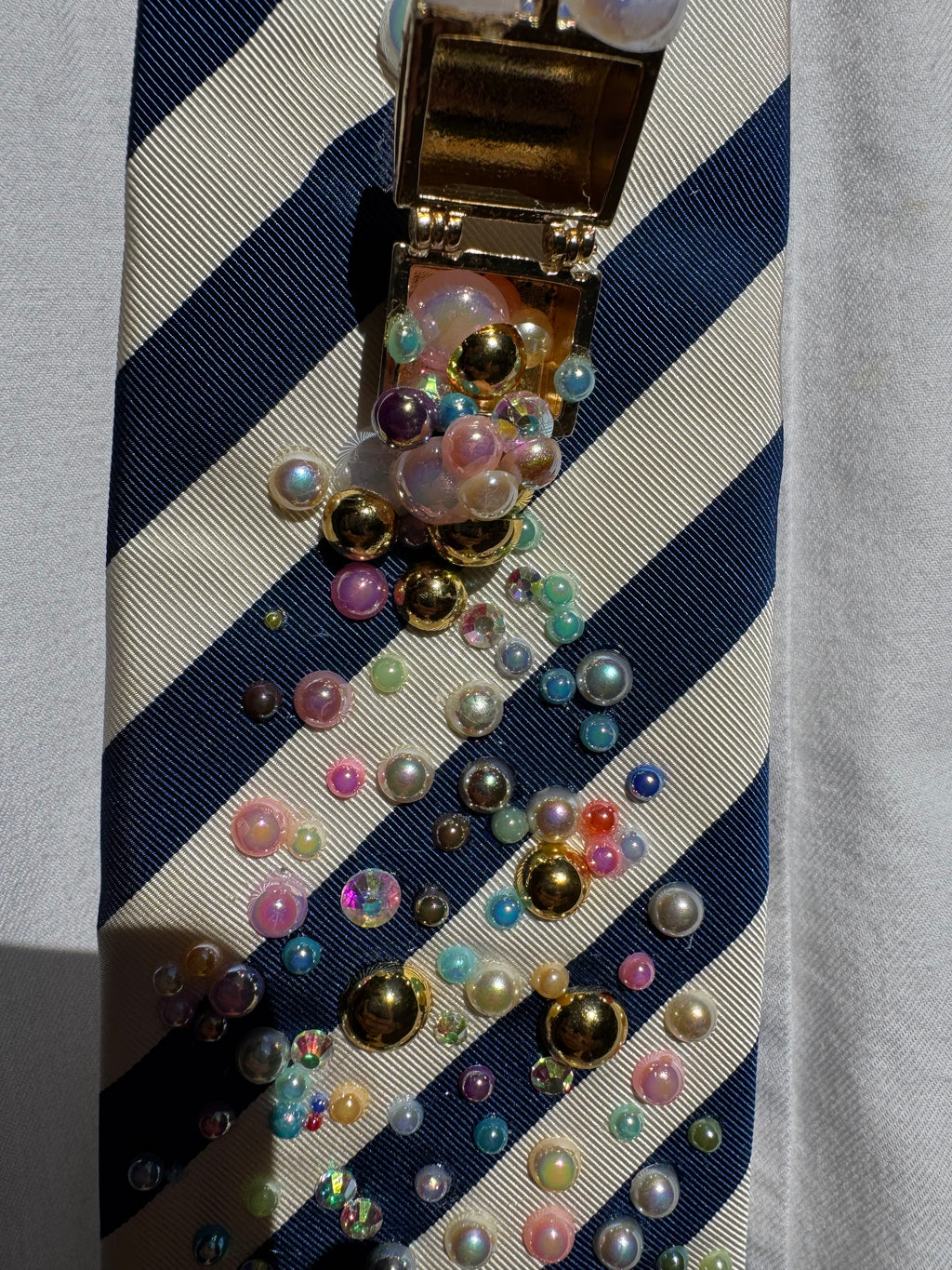 White and Blue Striped Stitch Under Cotton Candy Balls Treasure Box Spilling Movie Tie