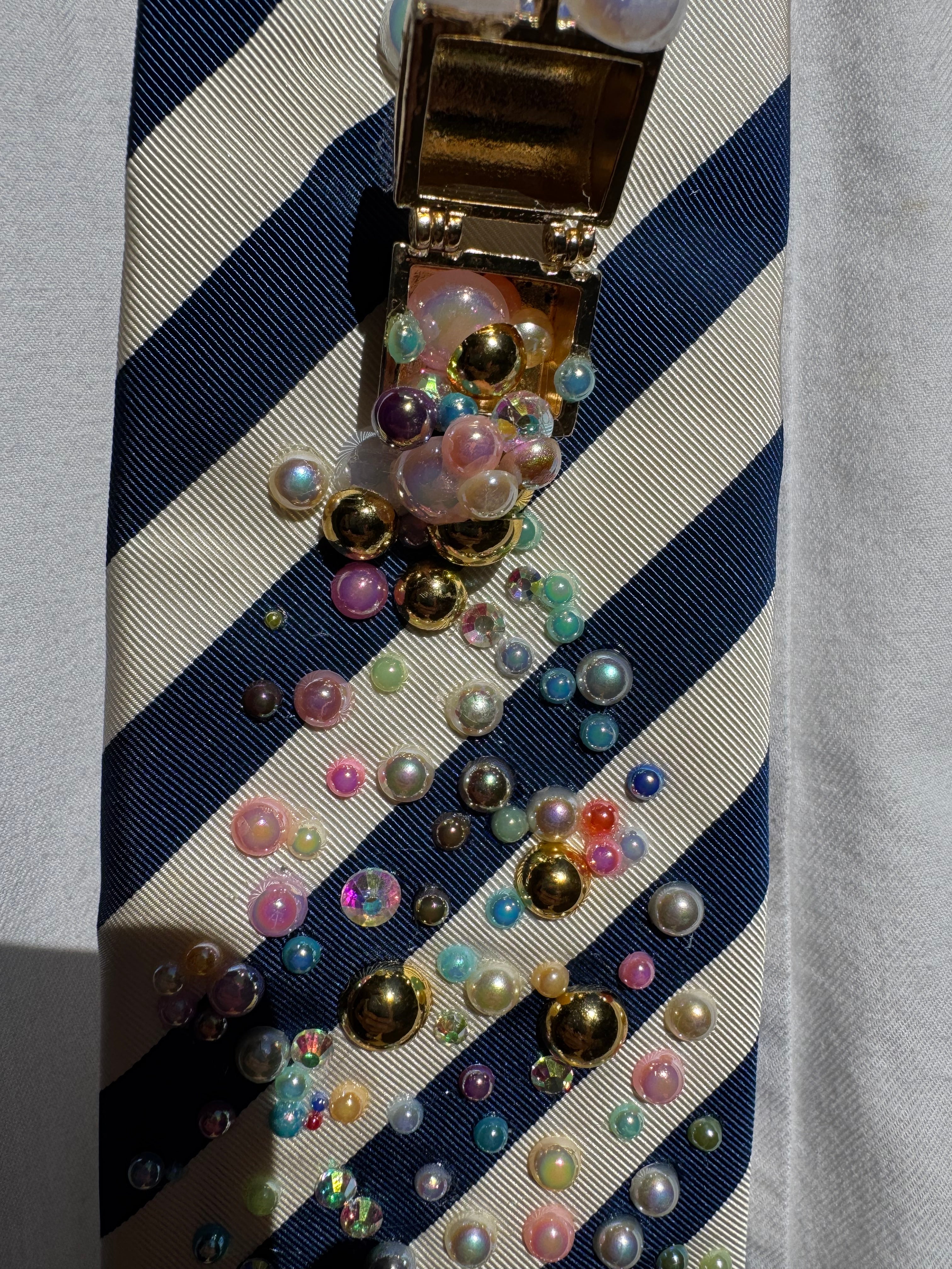 White and Blue Striped Stitch Under Cotton Candy Balls Treasure Box Spilling Movie Tie