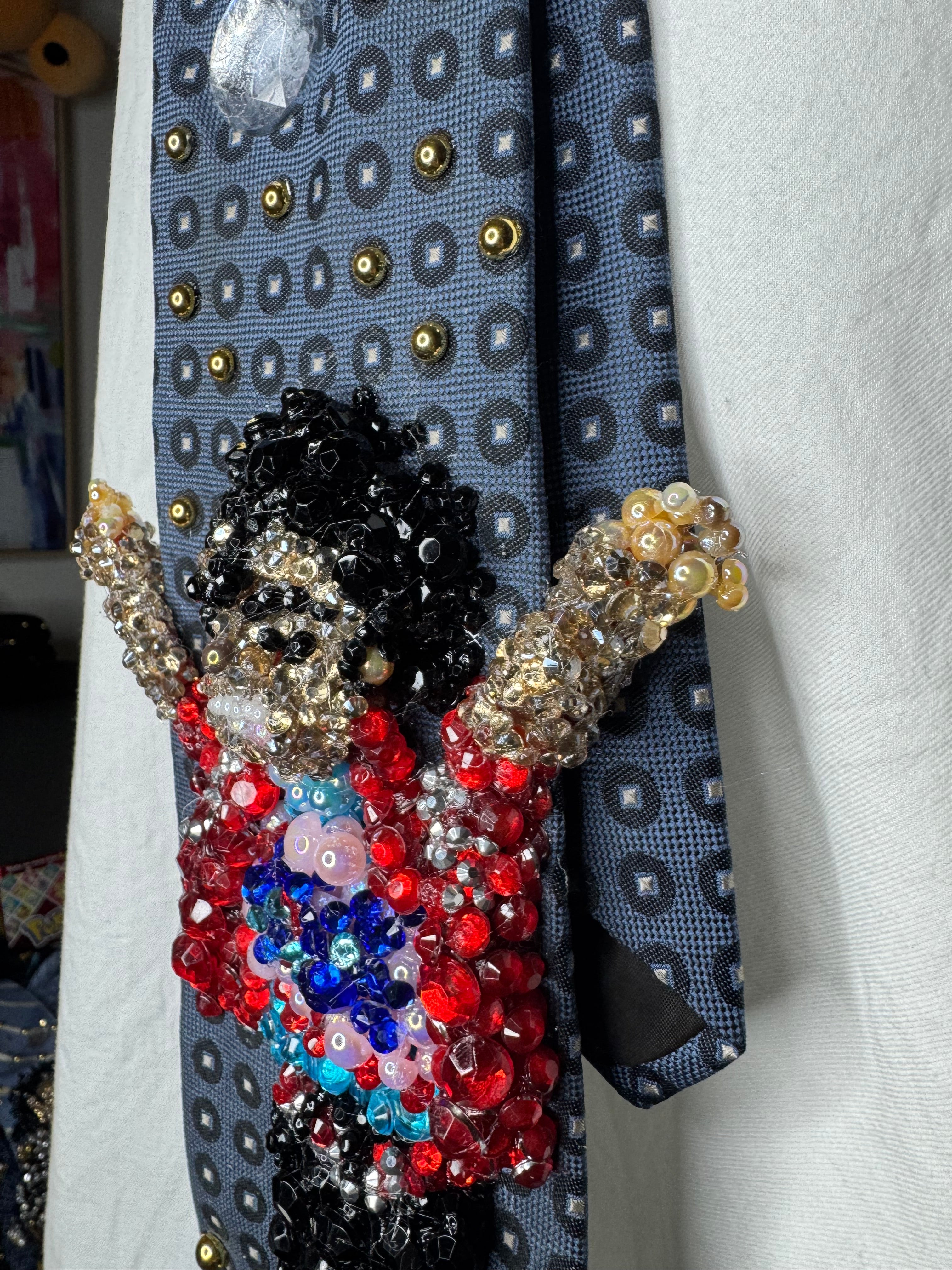 Navy Blue Michael Jackson Arm Swing in the Air Move For Beat It Music Video Tie