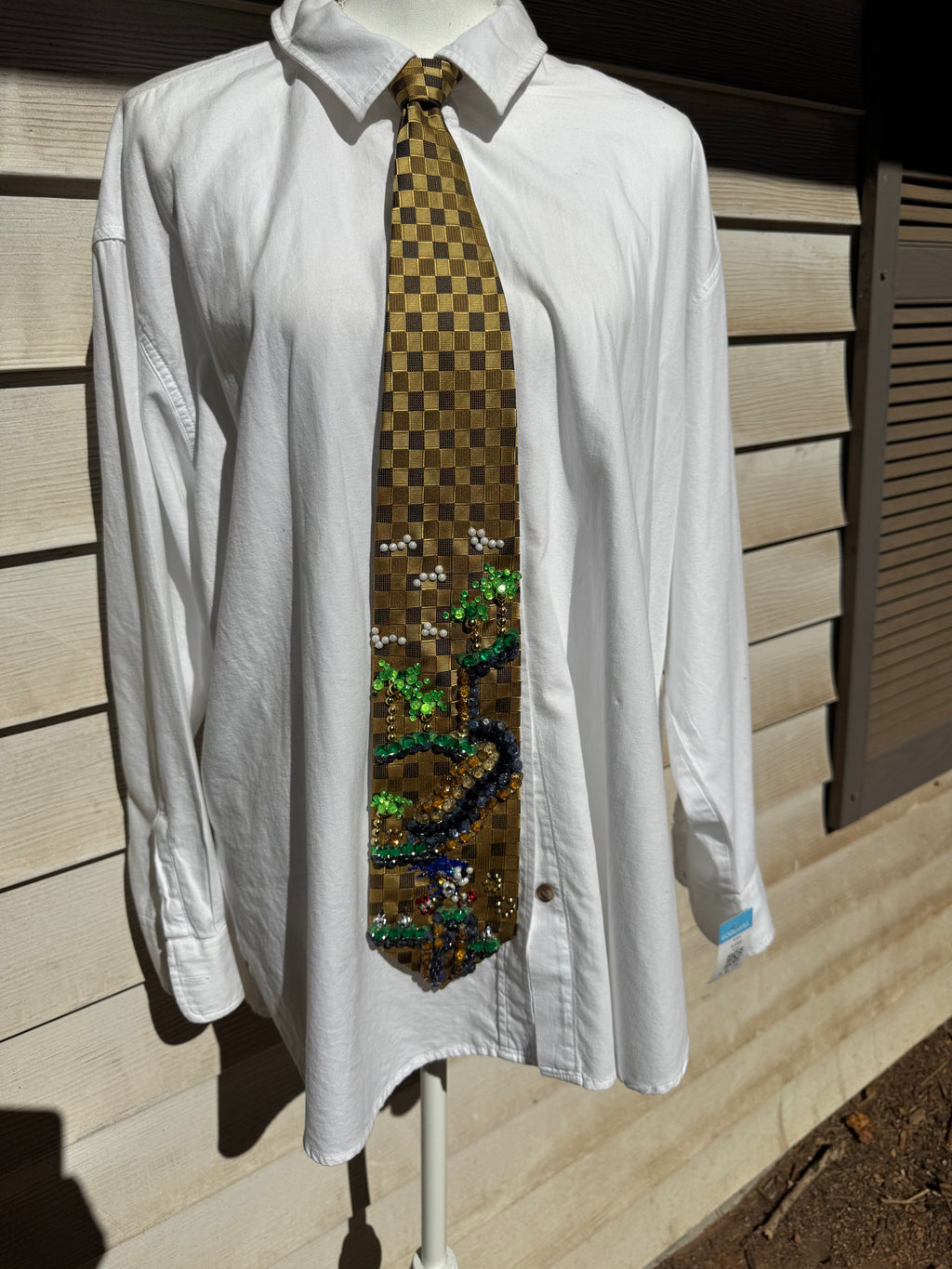 Gold Checkered Retro Supersonic Video Game Tie