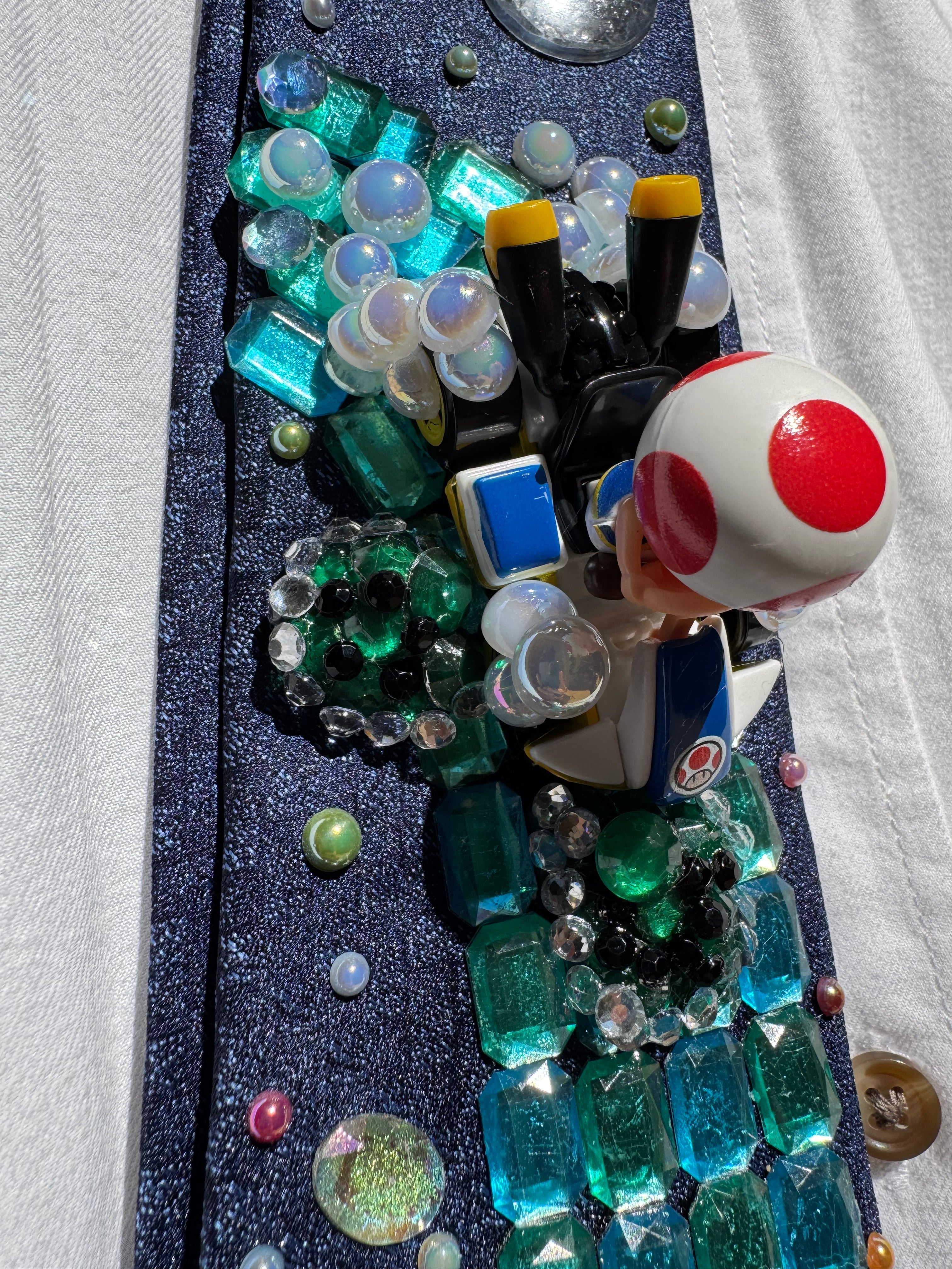 Navy Blue Mario Vs Toad on Icy Glacier Road 200cc Mario Kart Tie