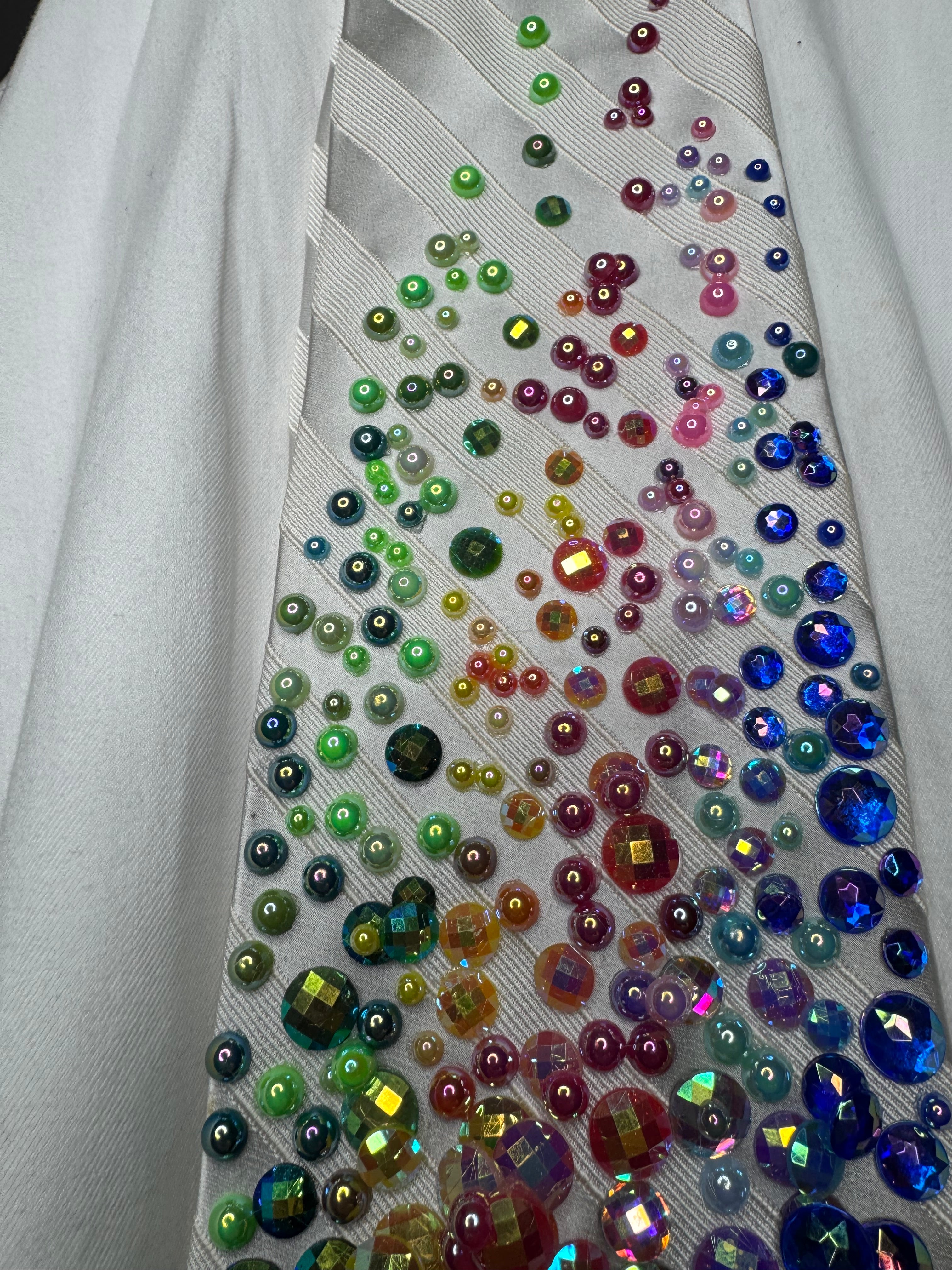 White Striped Kirby on Star Leaving Rainbow Stardust Anime Tie