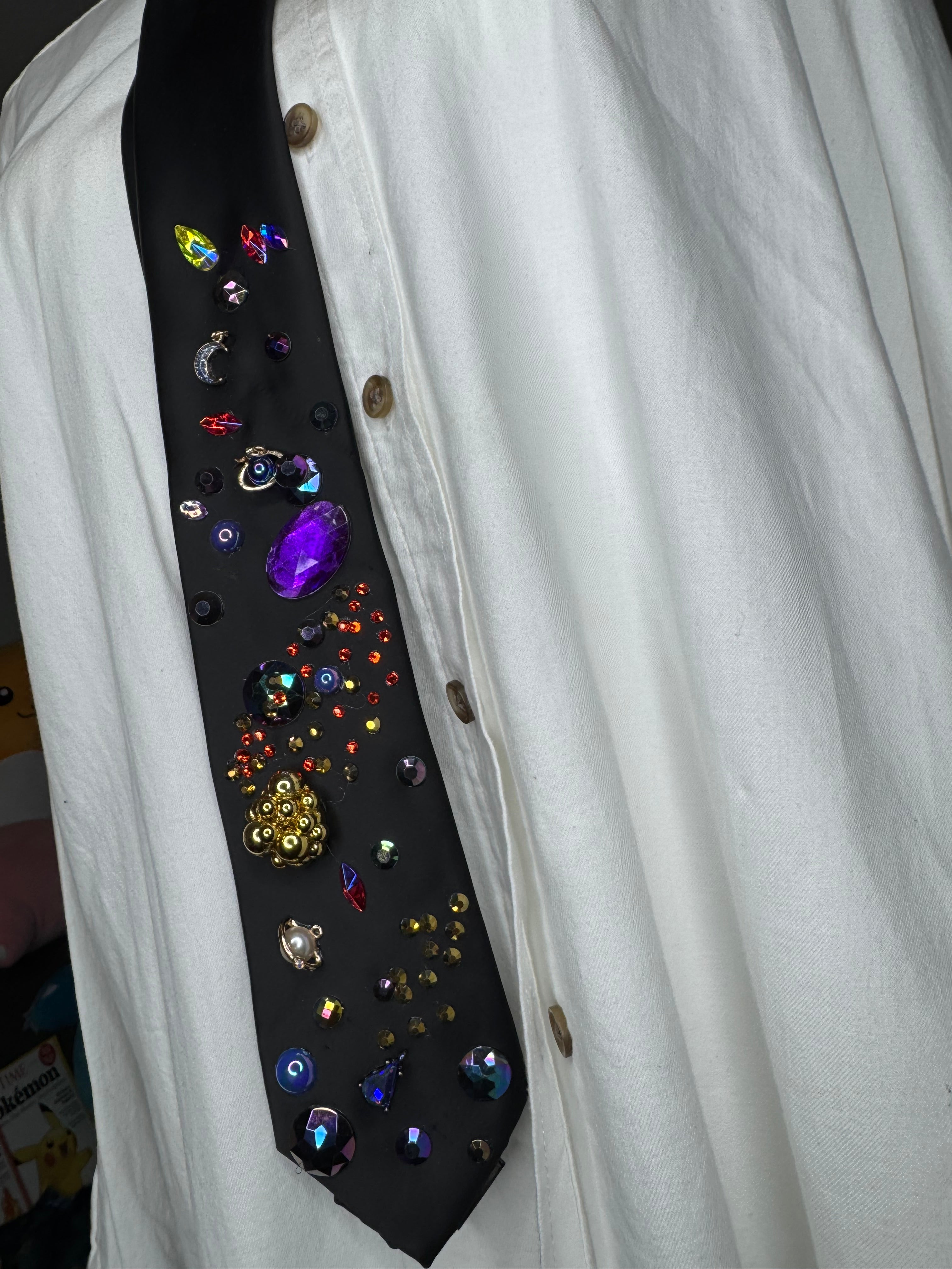 Black Golden Asteroid Flying Through Space Royalty Tie