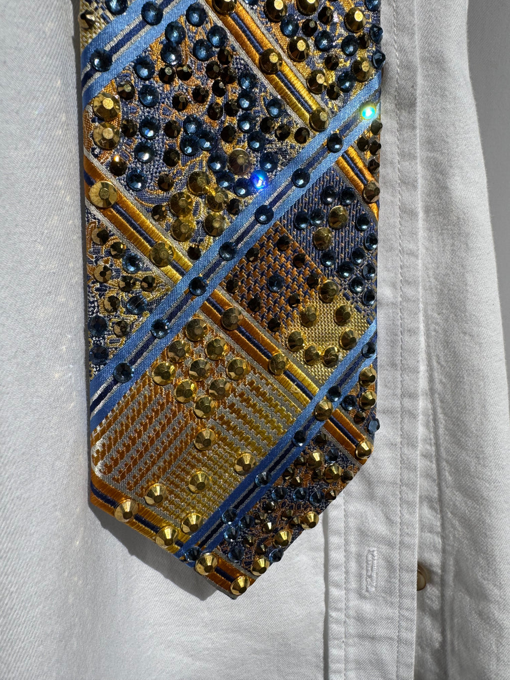 Gold and Blue Egyptian Print High Class Royalty Tie