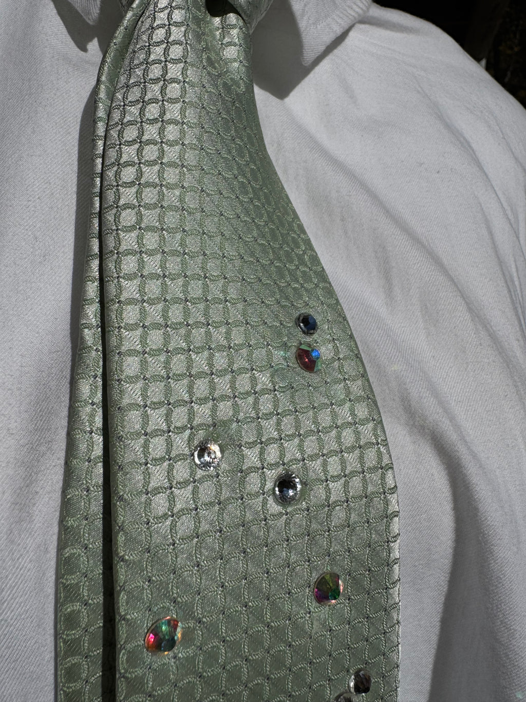 Light Green Heavy Crystal Aura High Royalty Tie