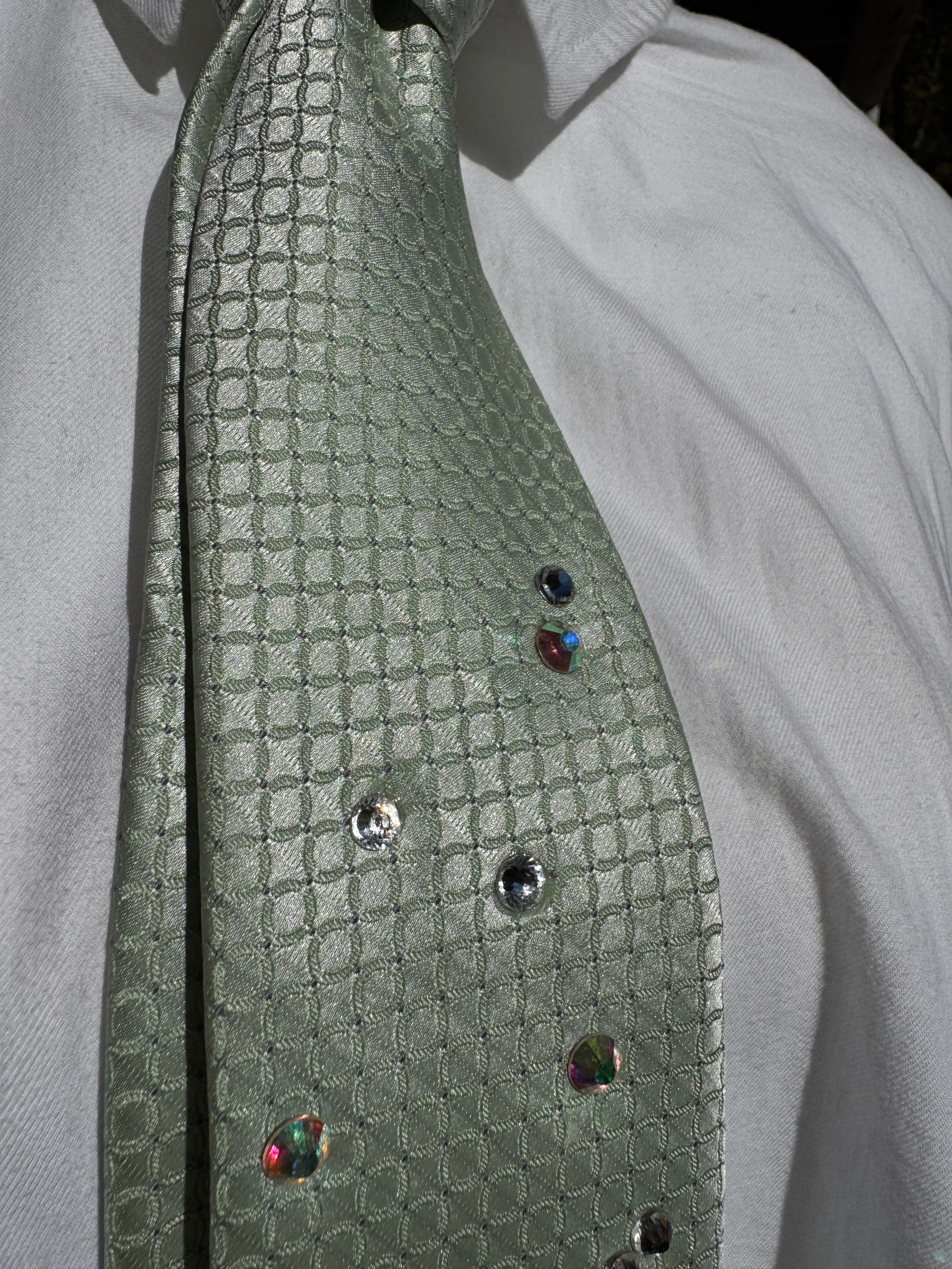 Light Green Heavy Crystal Aura High Royalty Tie