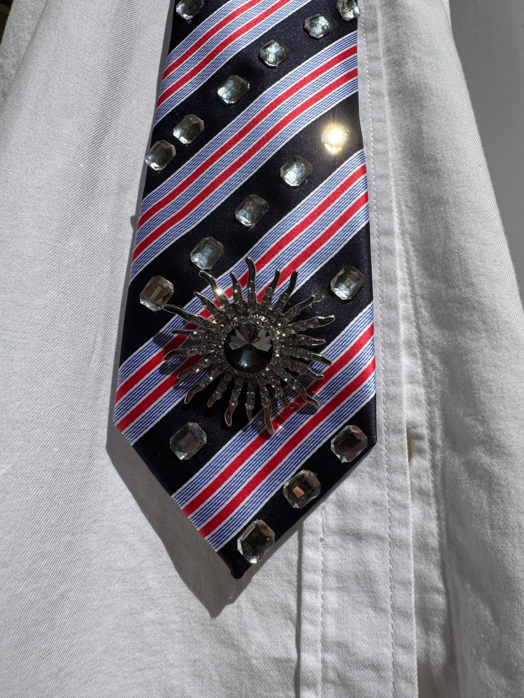 Navy Blue and Red Striped Pilot Royalty Tie