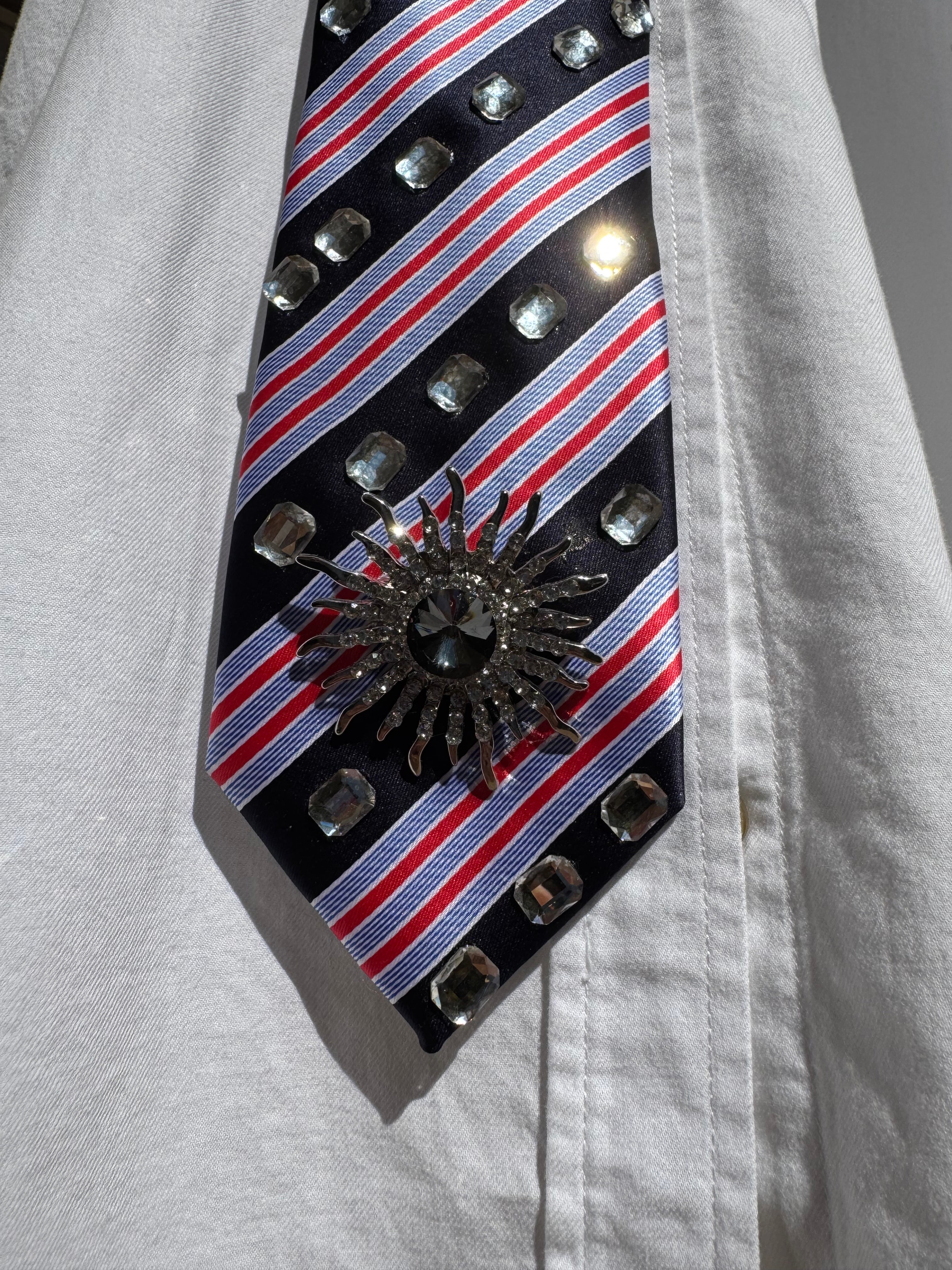 Navy Blue and Red Striped Pilot Royalty Tie