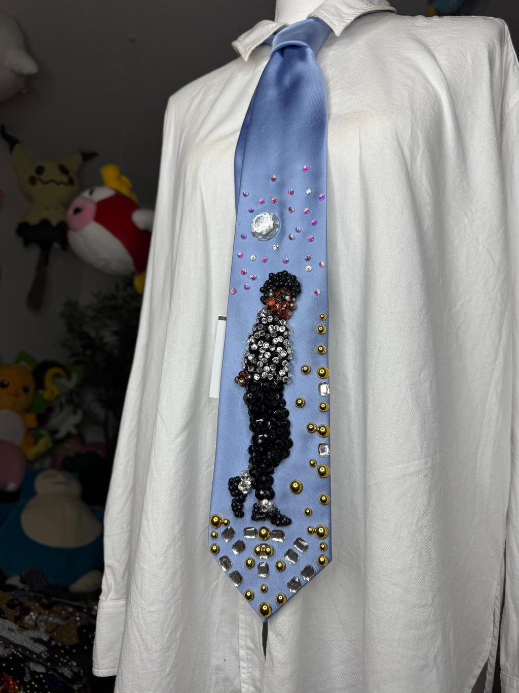 Sky Blue Silk Michael Jackson Hitting Moonwalk Motown 25 Billie Jean 1984 Tie