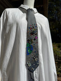 Grey Iridescent Astronauts in Space Royalty Tie