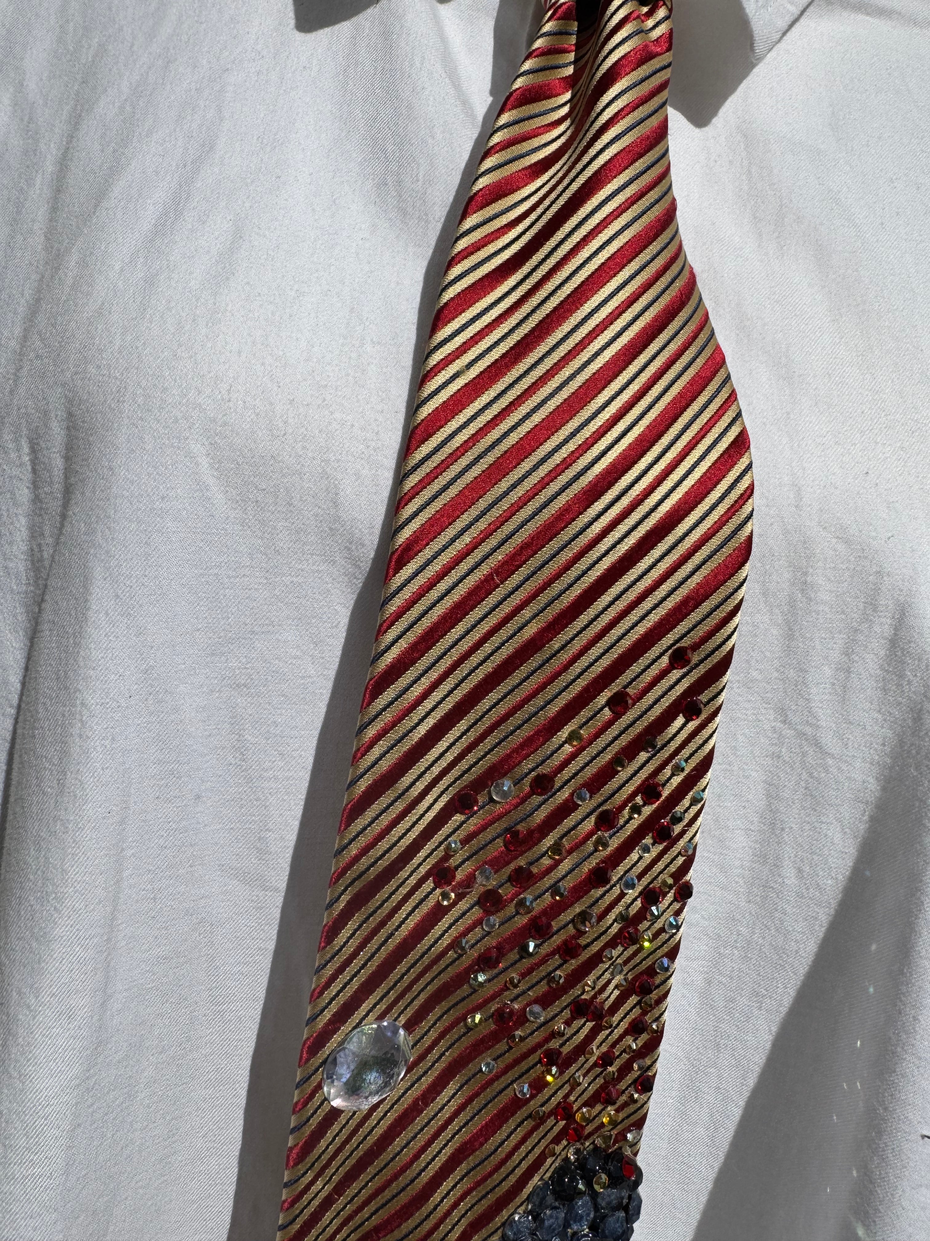 Gold and Red Striped Tropical Volcanic Eruption Nature Royalty Tie