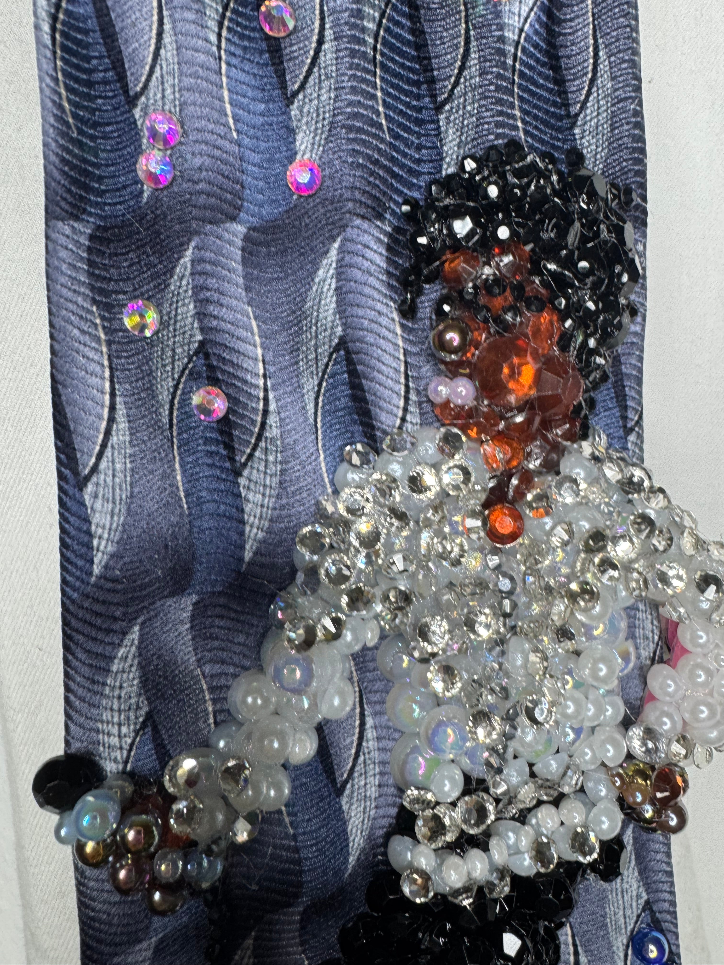 Purple Michael Jackson Hitting Sideways Arm & Leg Out Pose Victory Tour 1984 Tie