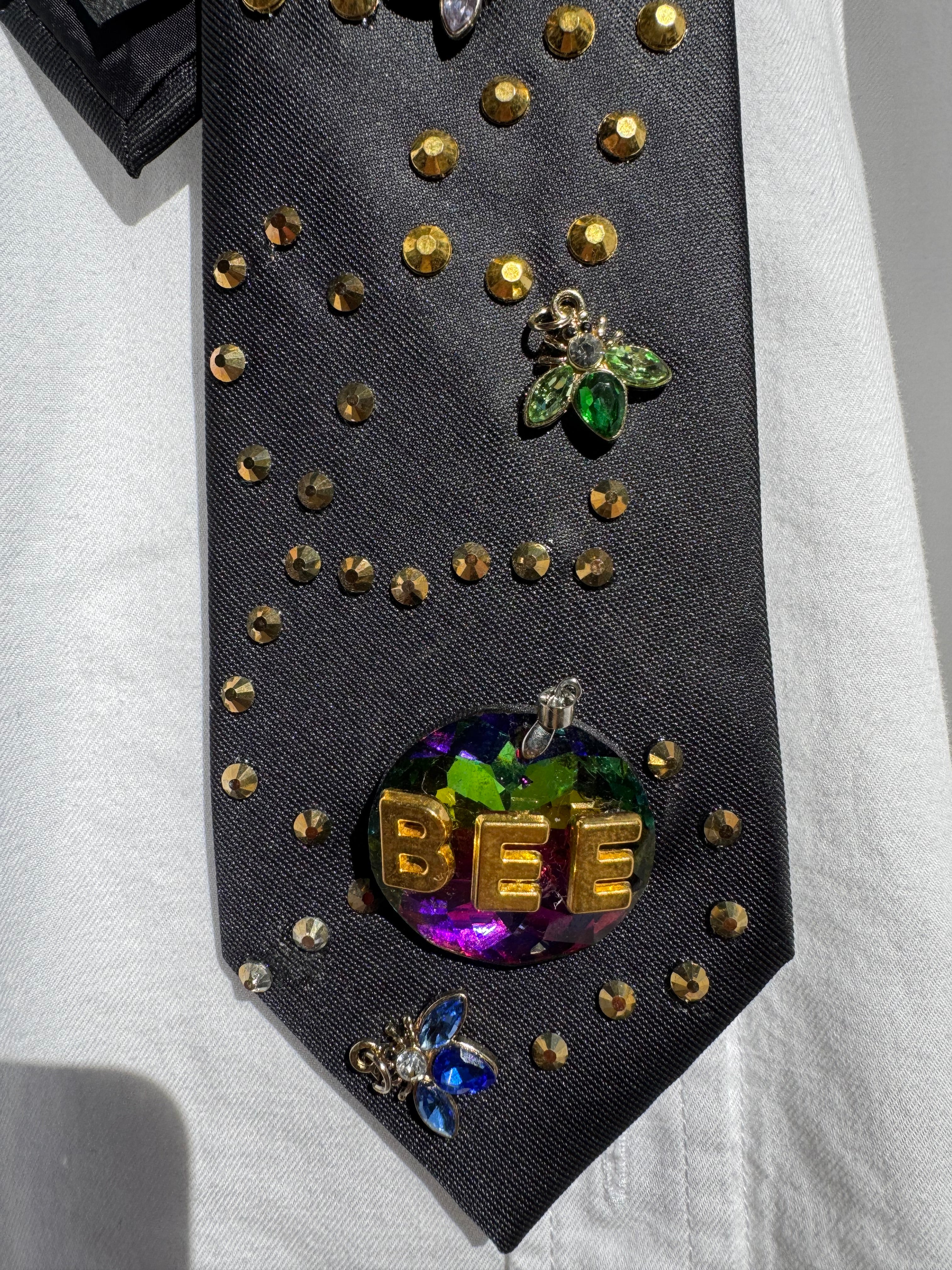 Black Flying Bumblee Bees Spelling Bee Royalty Tie