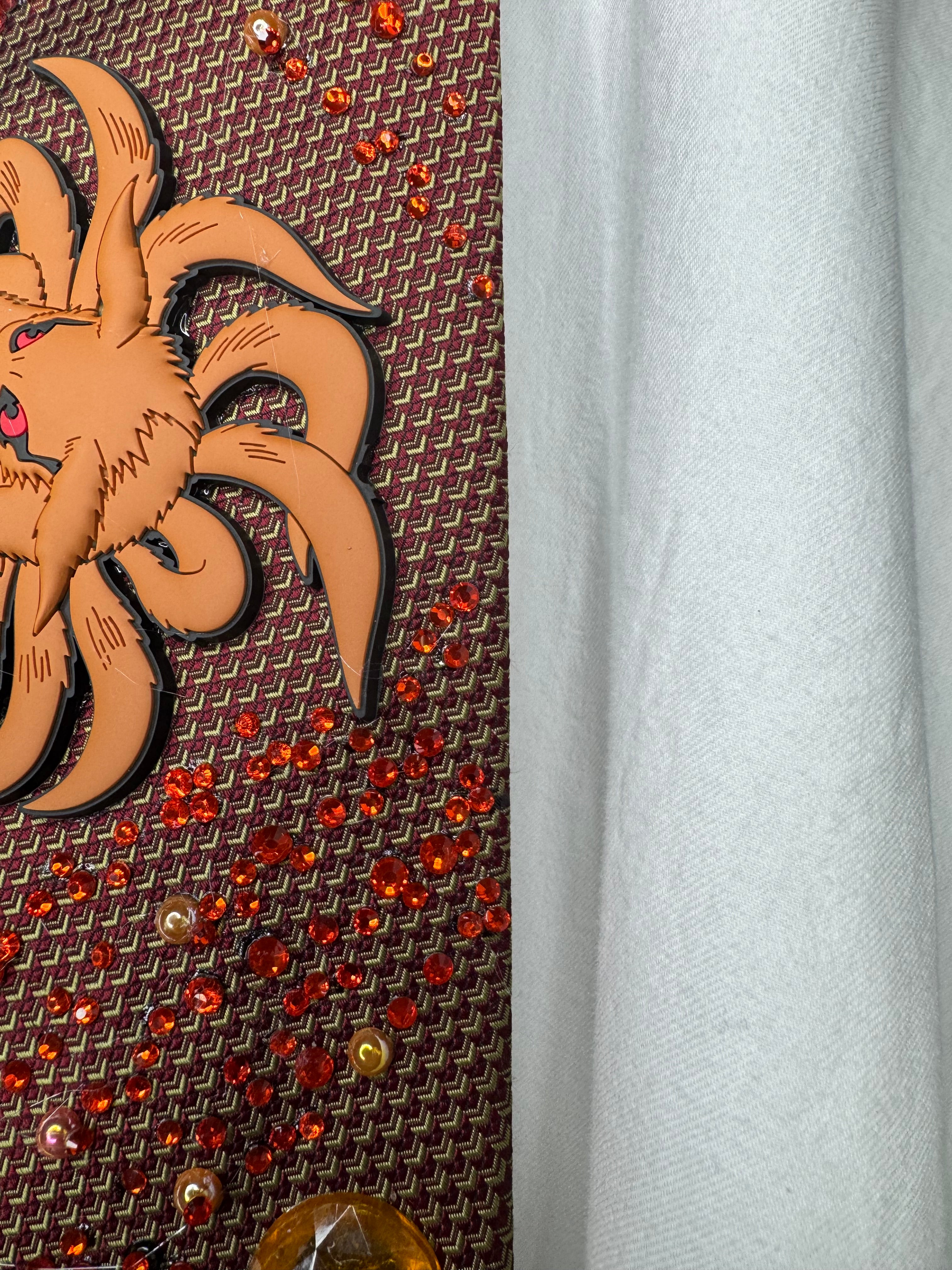 Orange Kurama Nine Tails In Fire Asteroid Chaos Naruto Shippuden Tie