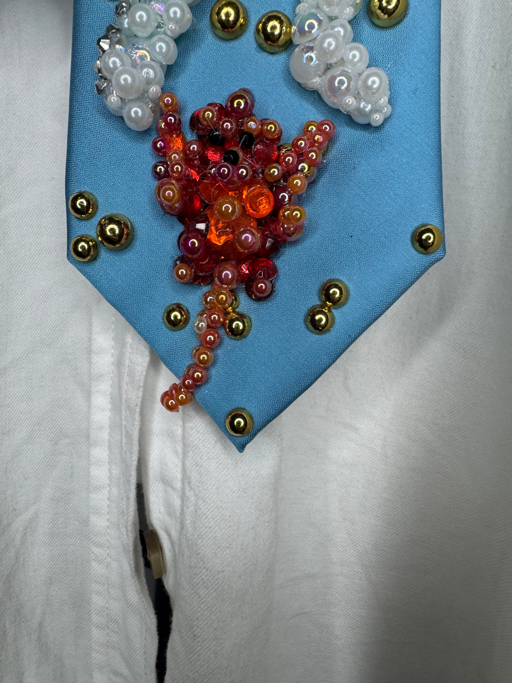 Sky Blue Michael Jackson in Captain EO Hitting Fist Balled Star Body Pose and Fuzzball Tie