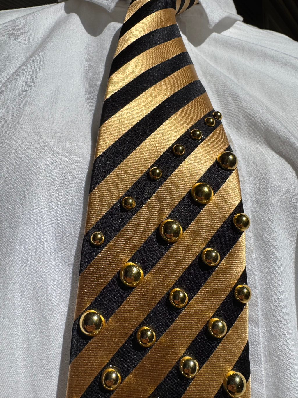 Gold and Black Silk Striped Bumblebee High Class Royalty Nature Tie