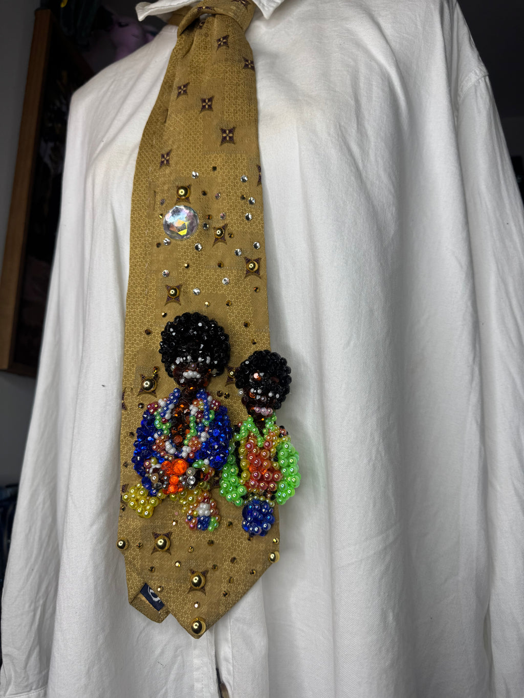 Gold Young Michael & Randy Jackson Chilling Backstage Astrodome 1974 Jackson 5 Tie