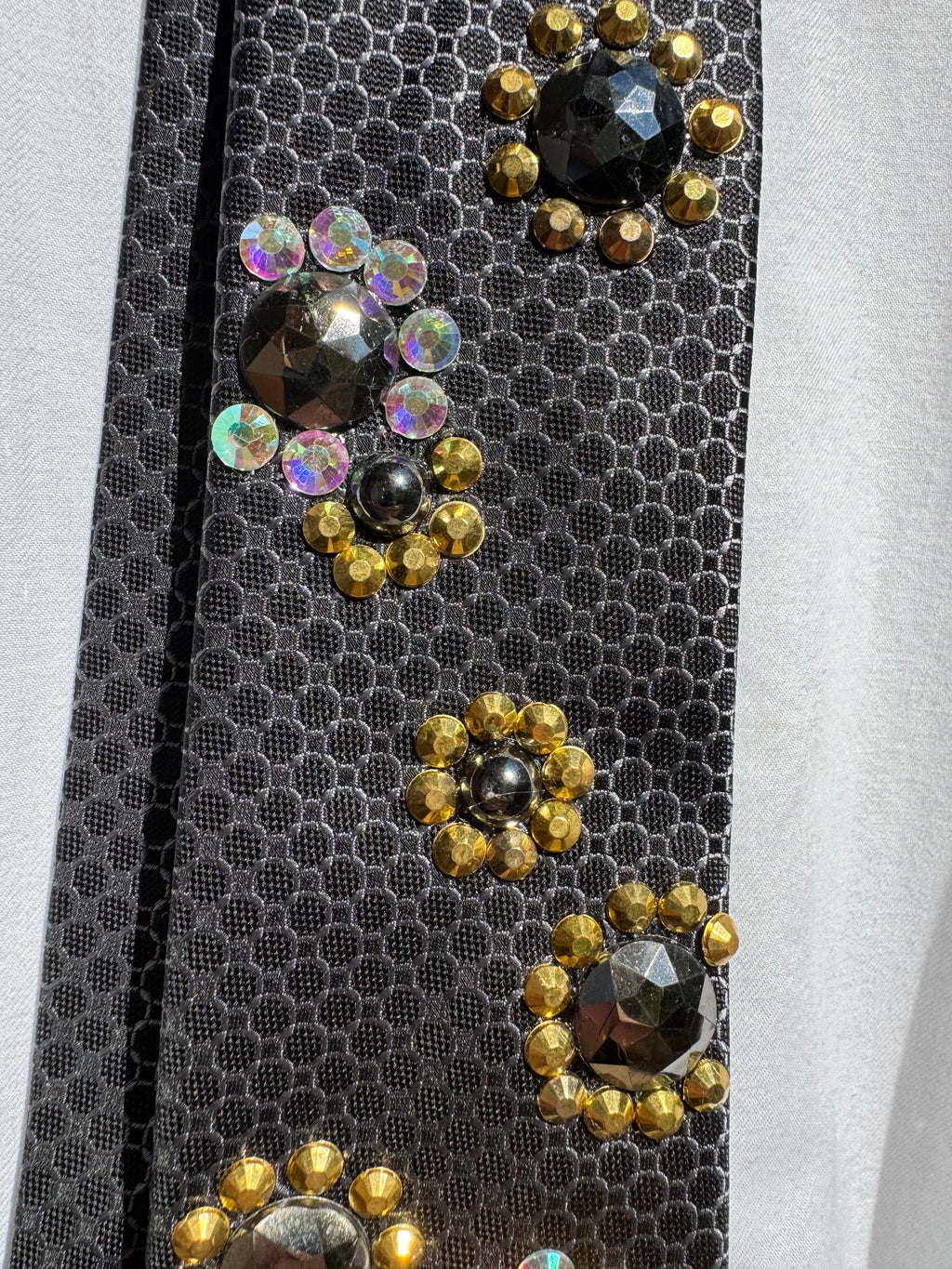 Grey Gold and Iridescent Petals Royalty Tie