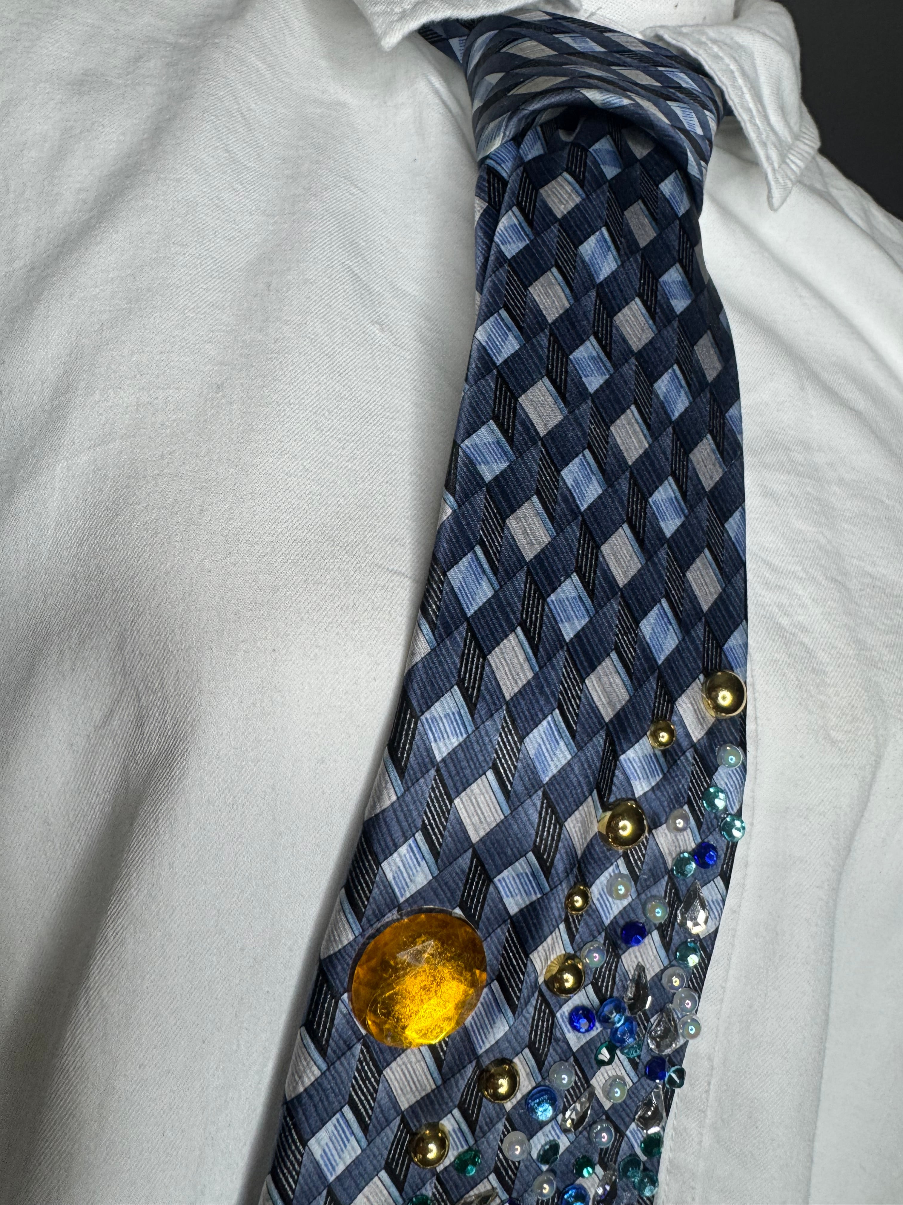 Navy Blue Twin Blue Jays Leaving Stardust Nature Royalty Tie