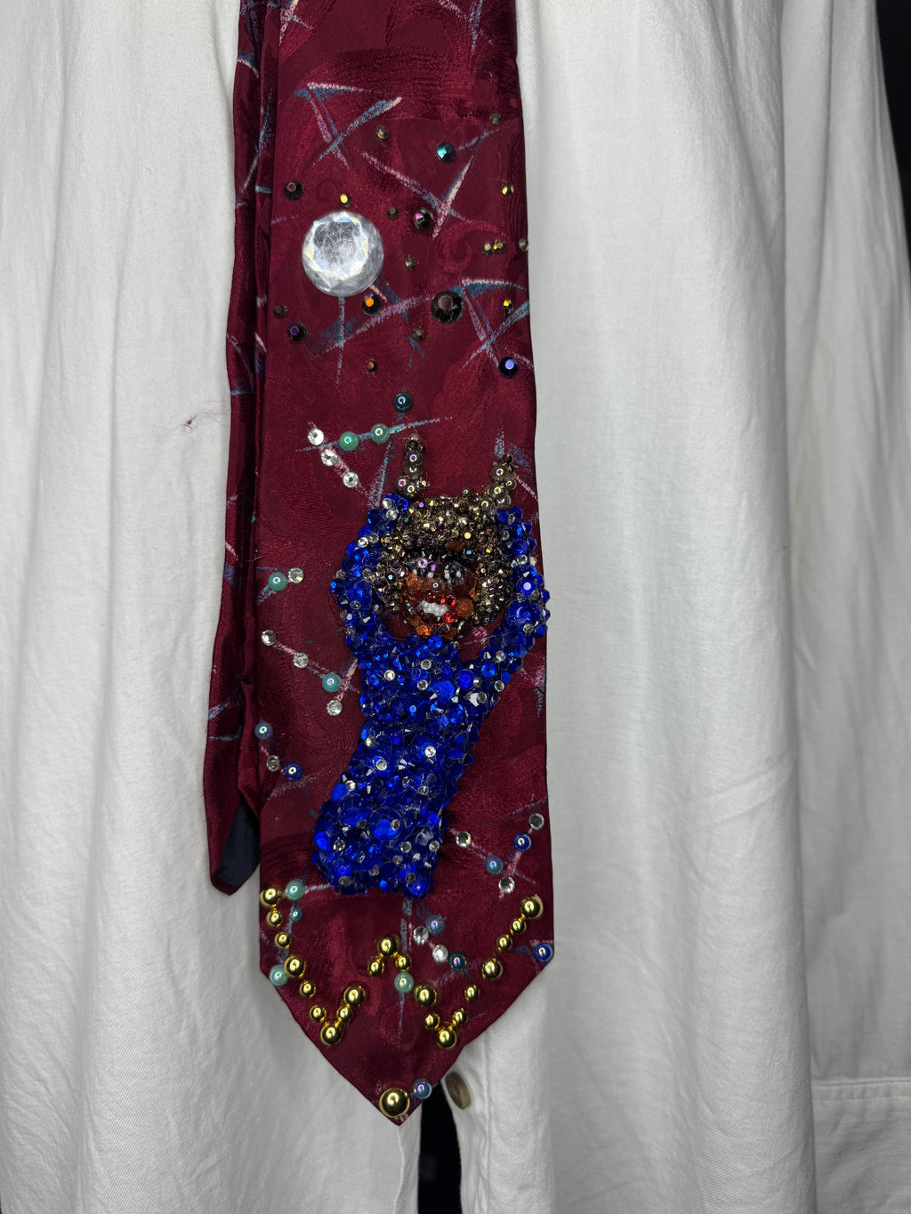Red Whitney Houston Happily Dancing in Deep Blue Rhinestoned Dress Performing Tie