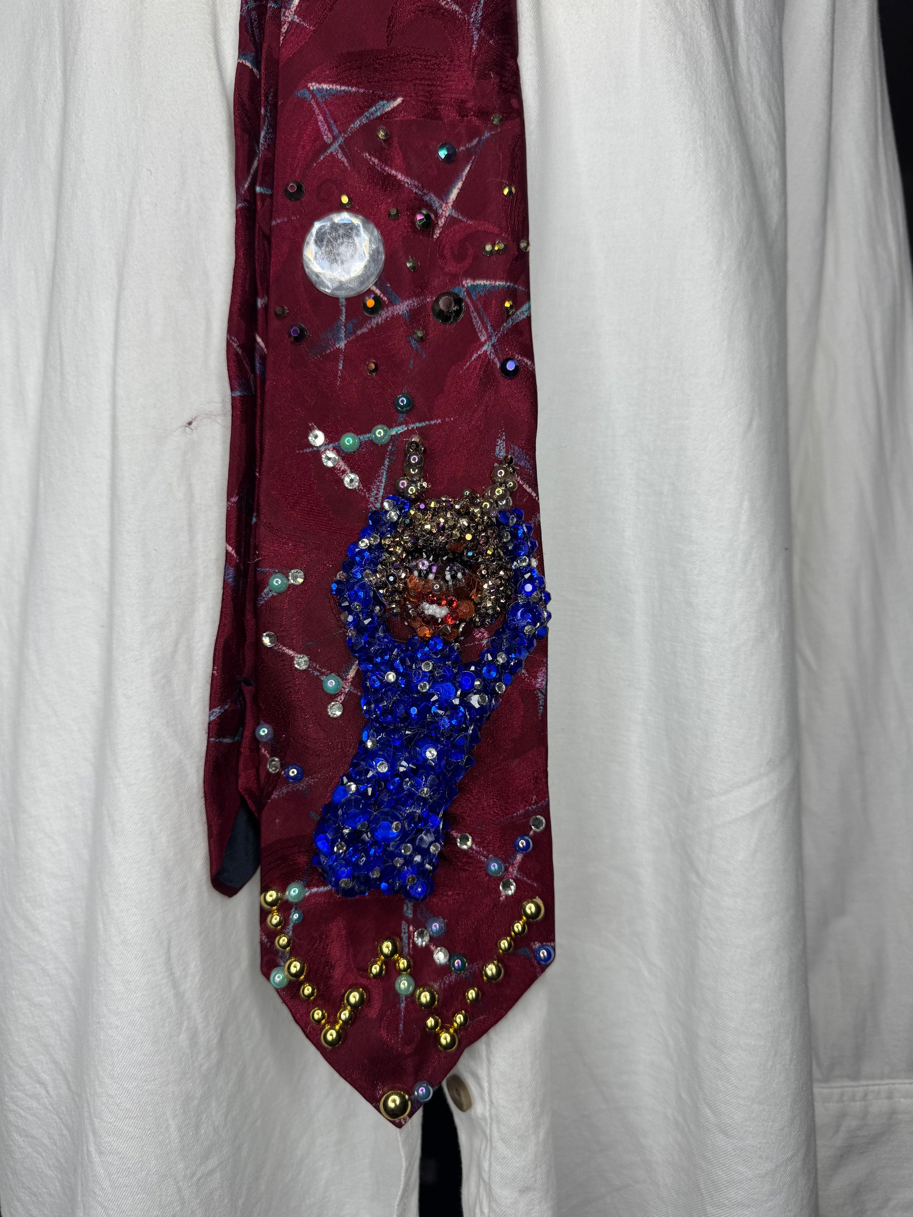 Red Whitney Houston Happily Dancing in Deep Blue Rhinestoned Dress Performing Tie