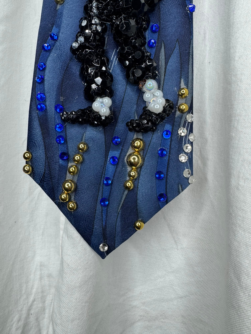 Navy Blue Michael Jackson Hitting Ankle Twist Finger Point Move Wembly Stadium 1988 Tie