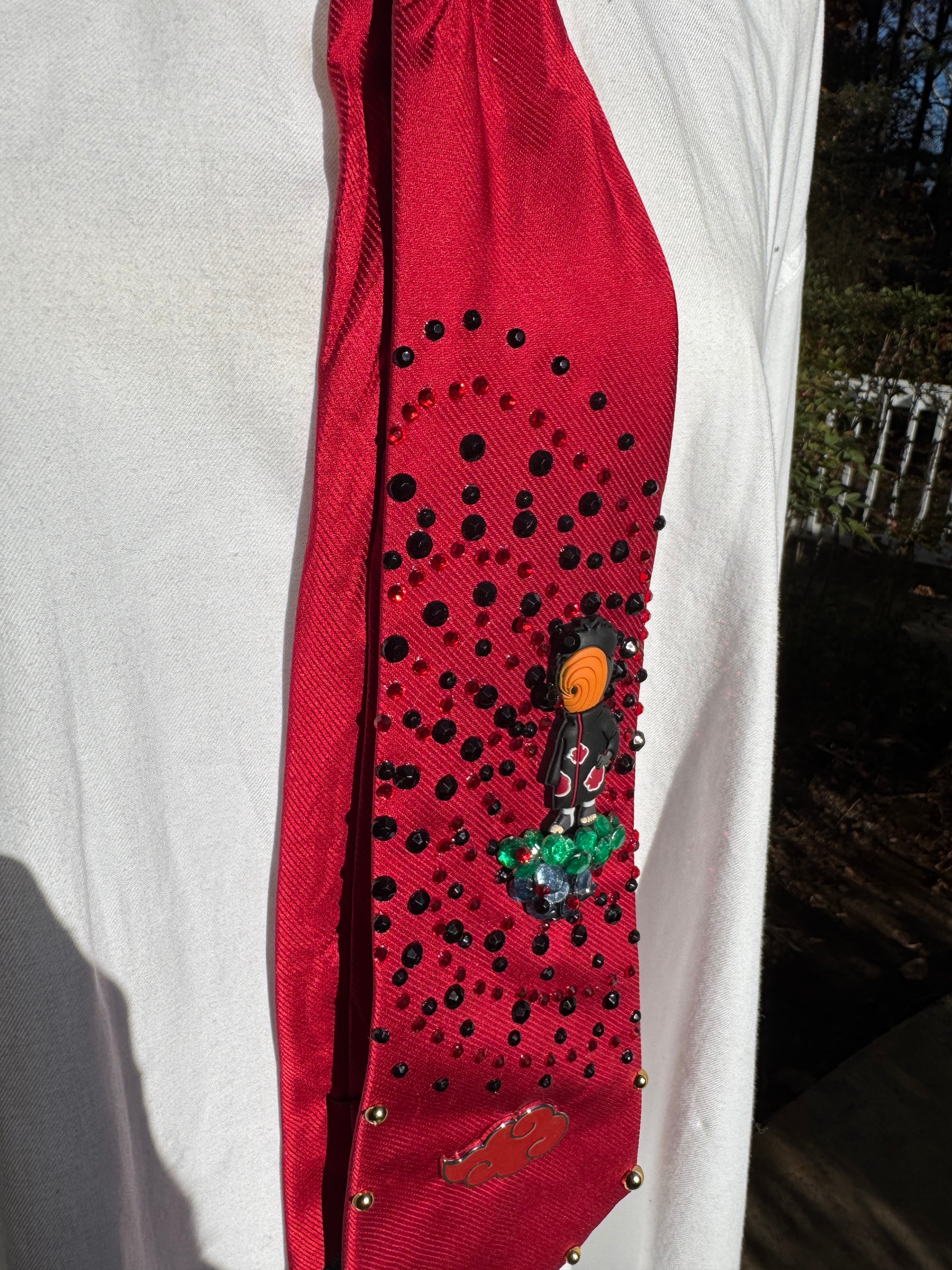 Red Obito Uchiha With Orange Mask Spiral Aura Naruto Shippuden Tie