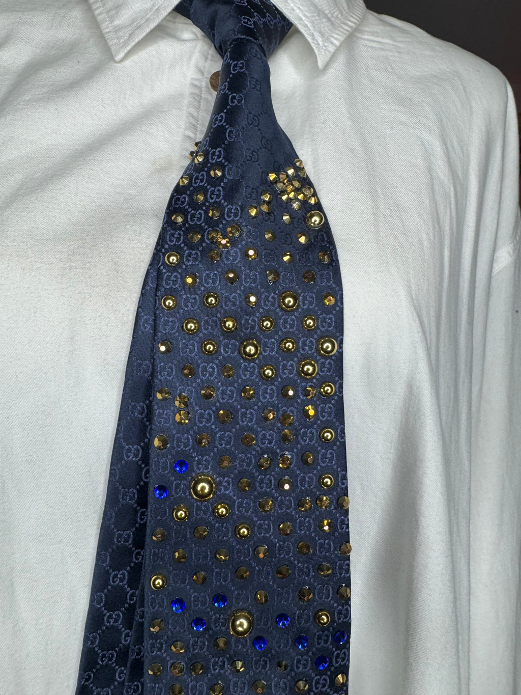 Navy Blue Mad Jaguar Double G High Class Royalty Tie