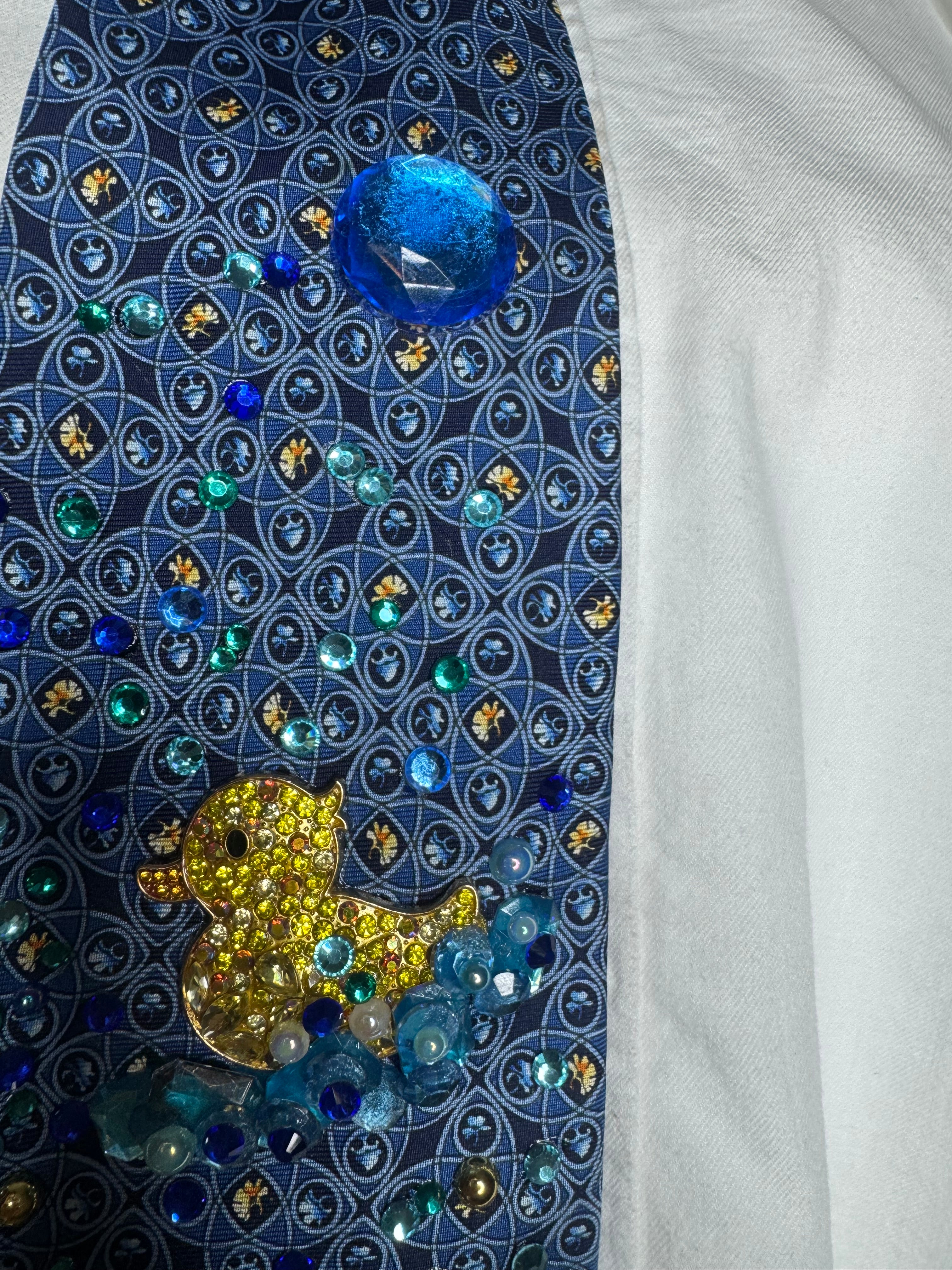 Navy Blue Diamond Ducks Swimming By Nature Royalty Tie