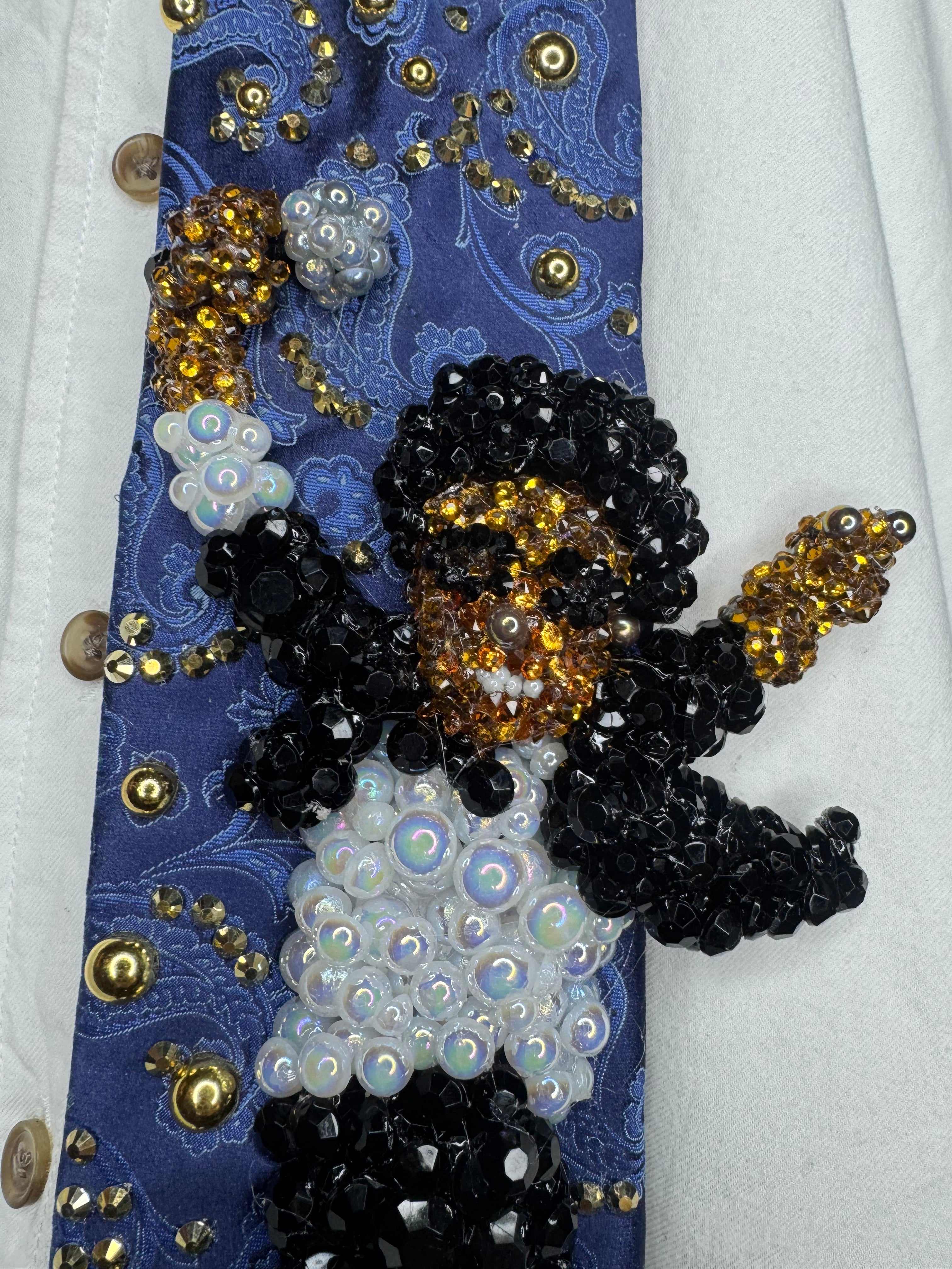 Navy Blue Paisley Michael Jackson Over Air Vent Feeling it DSTYGE Destiny Tour 1979 Tie