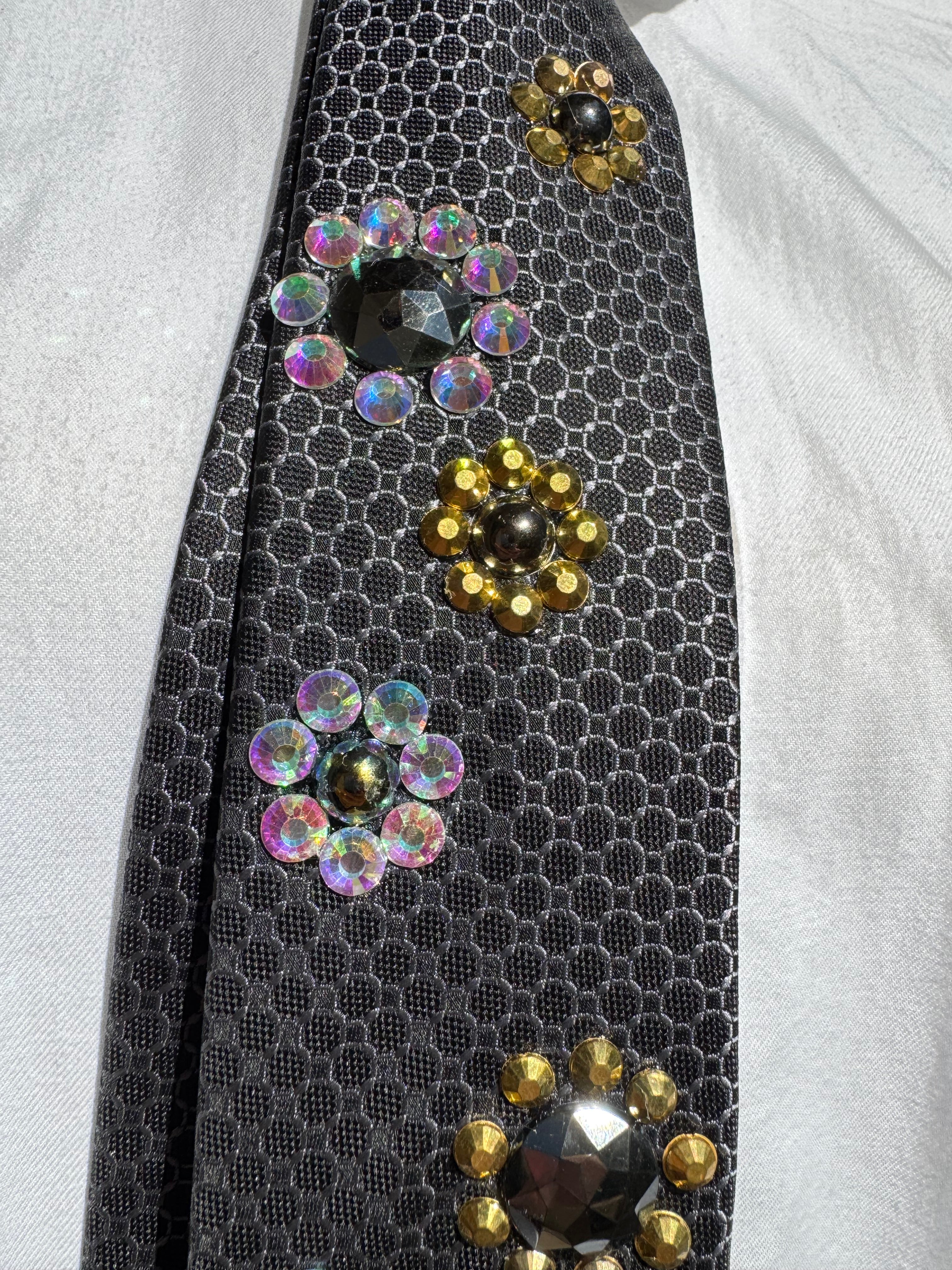 Grey Gold and Iridescent Petals Royalty Tie