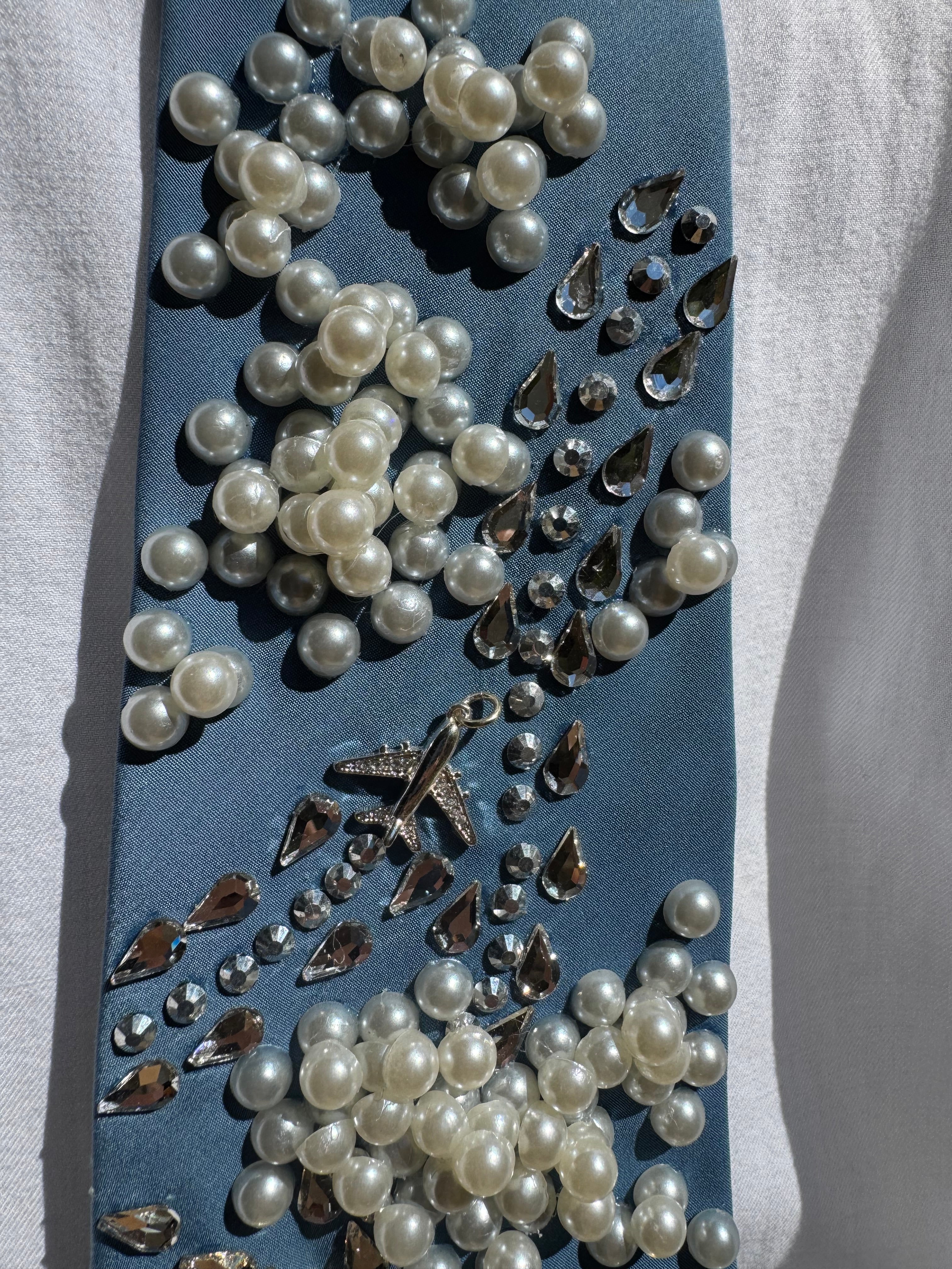 Cyan Blue Clouds and Airplanes Pilot Tie