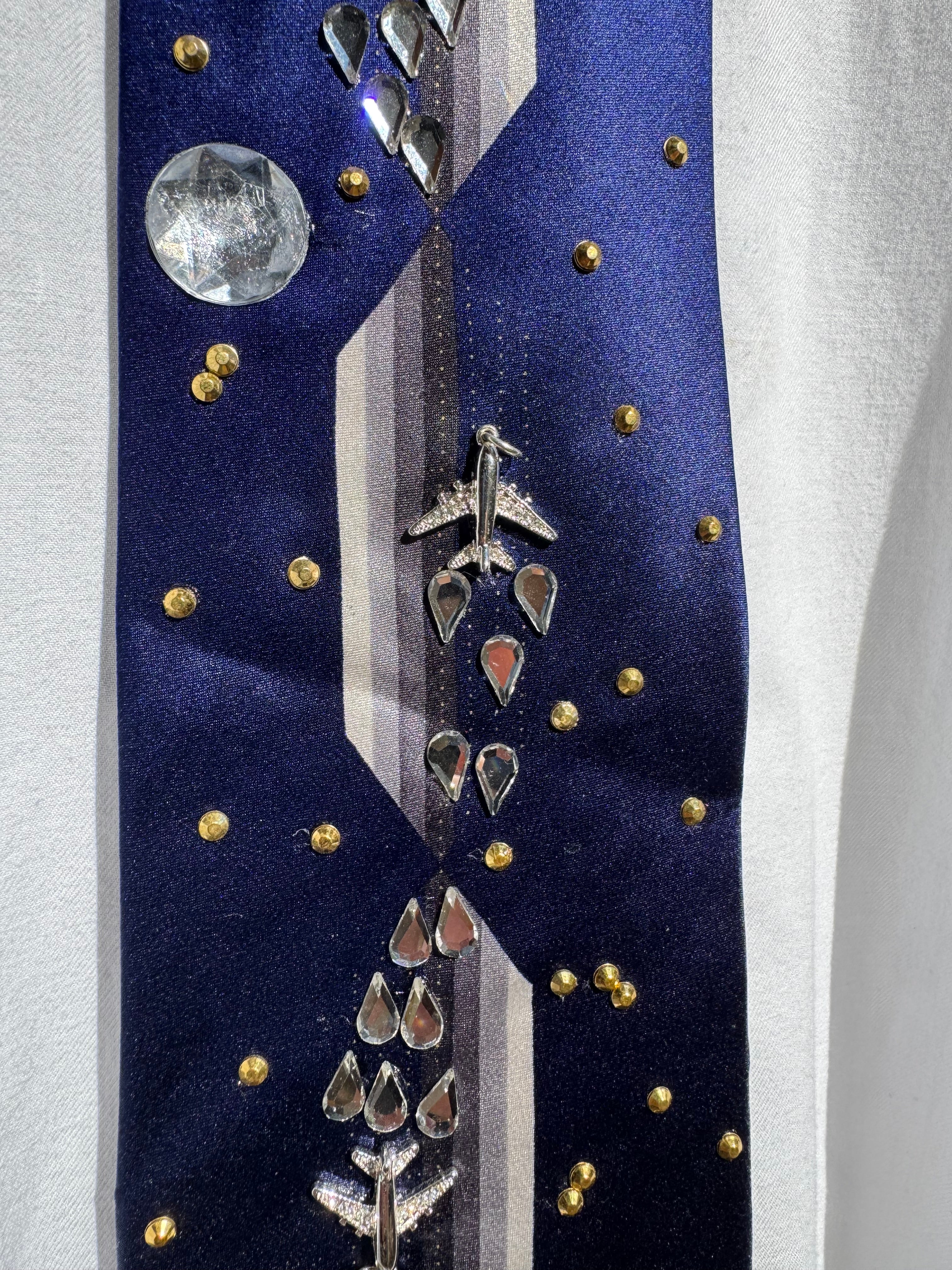 Royal Deep Blue Planes on a Starry Night Pilot Tie