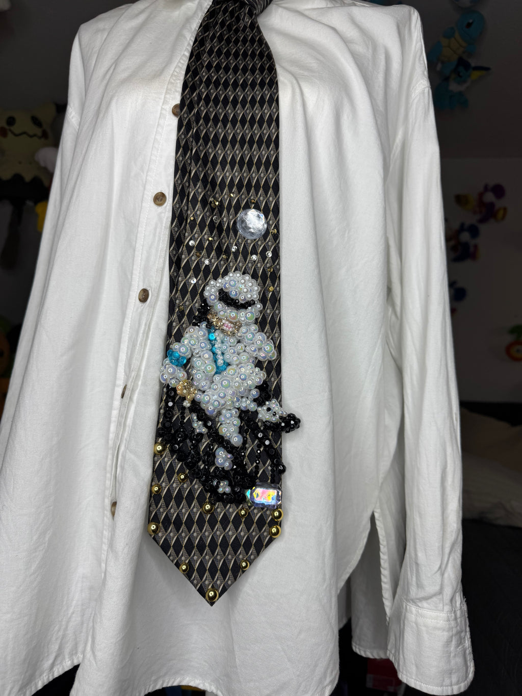 Grey Michael Jackson Kicking Leg Up Down Moving Stairs Smooth Criminal Music Video Tie