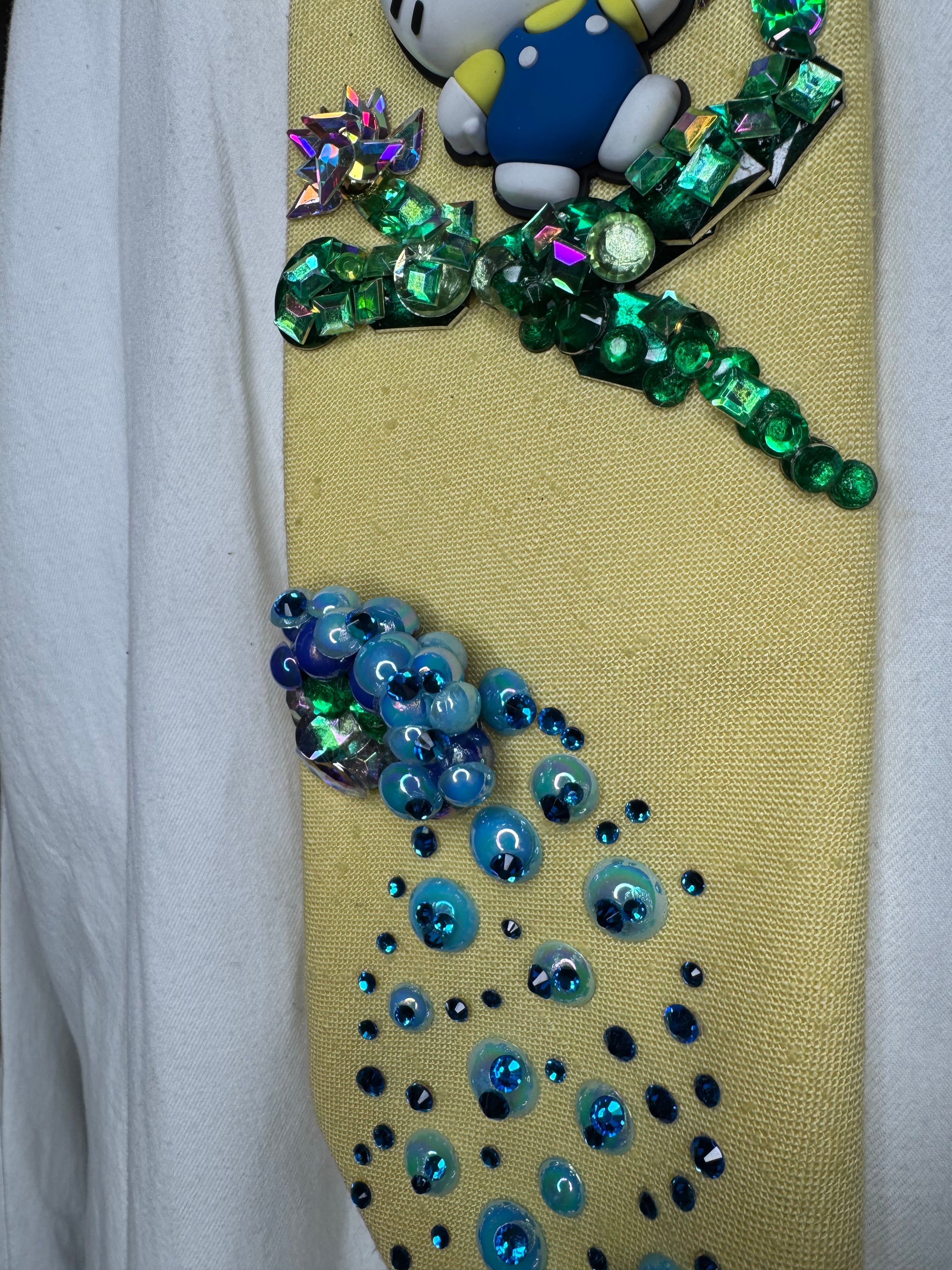 Yellow Hello Kitty Near Waterfall Anime Tie