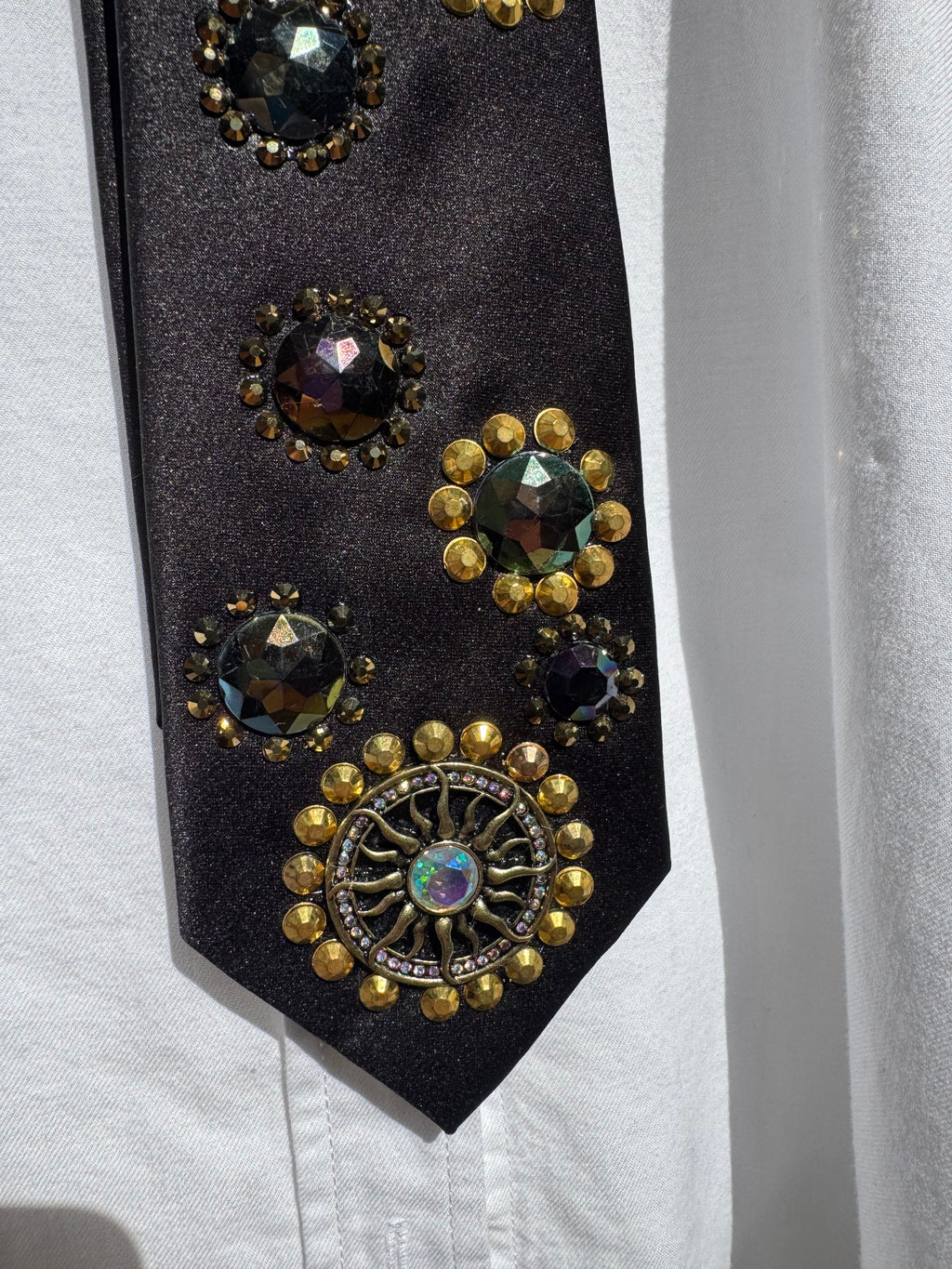 Black Gold Petal Flowers Nature Royalty Tie