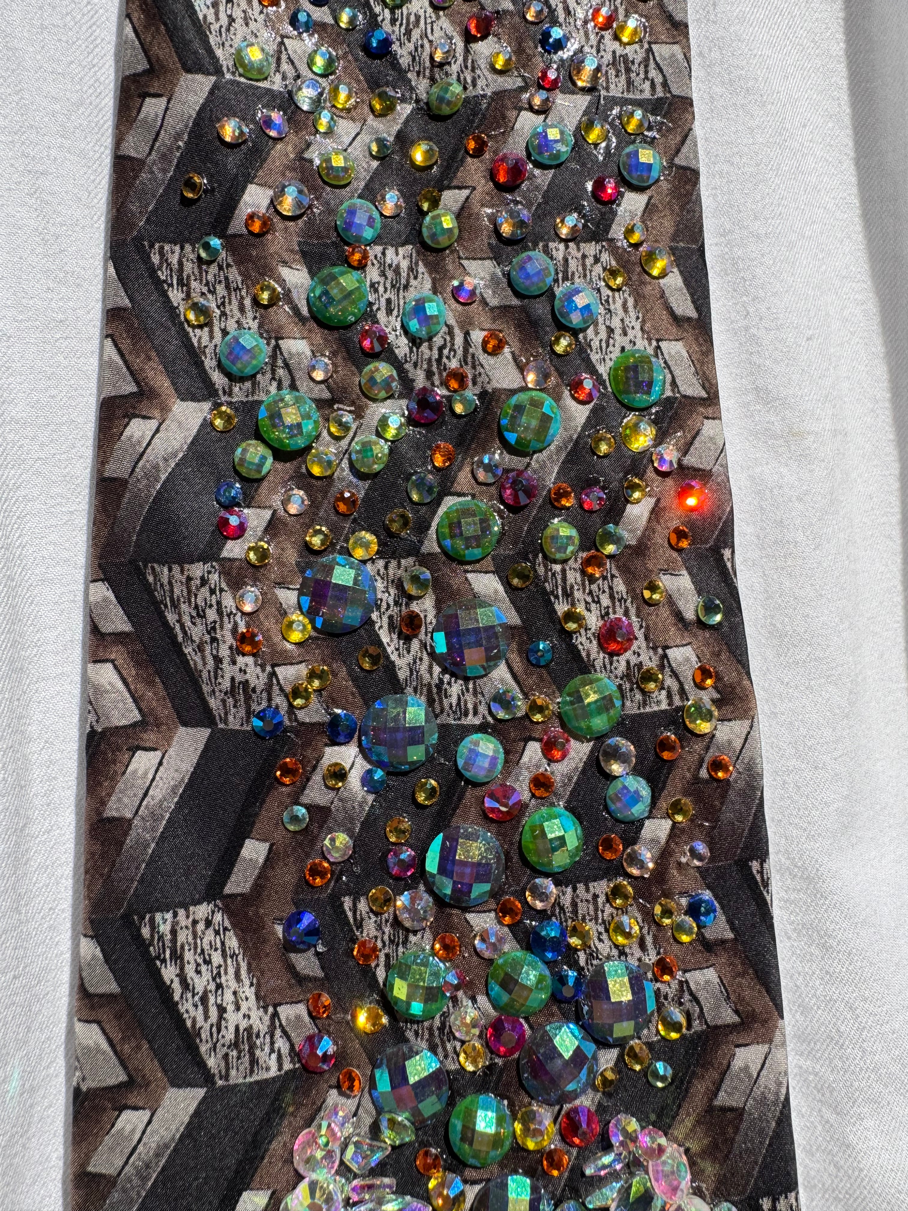 Grey Iridescent Dragon Spitting Rainbow Flames Royalty Tie