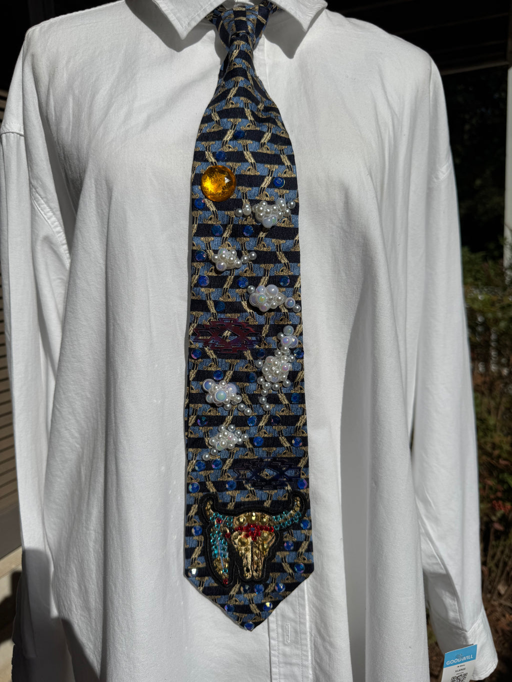 Navy Blue Aztec Longhorn Western Royalty Tie