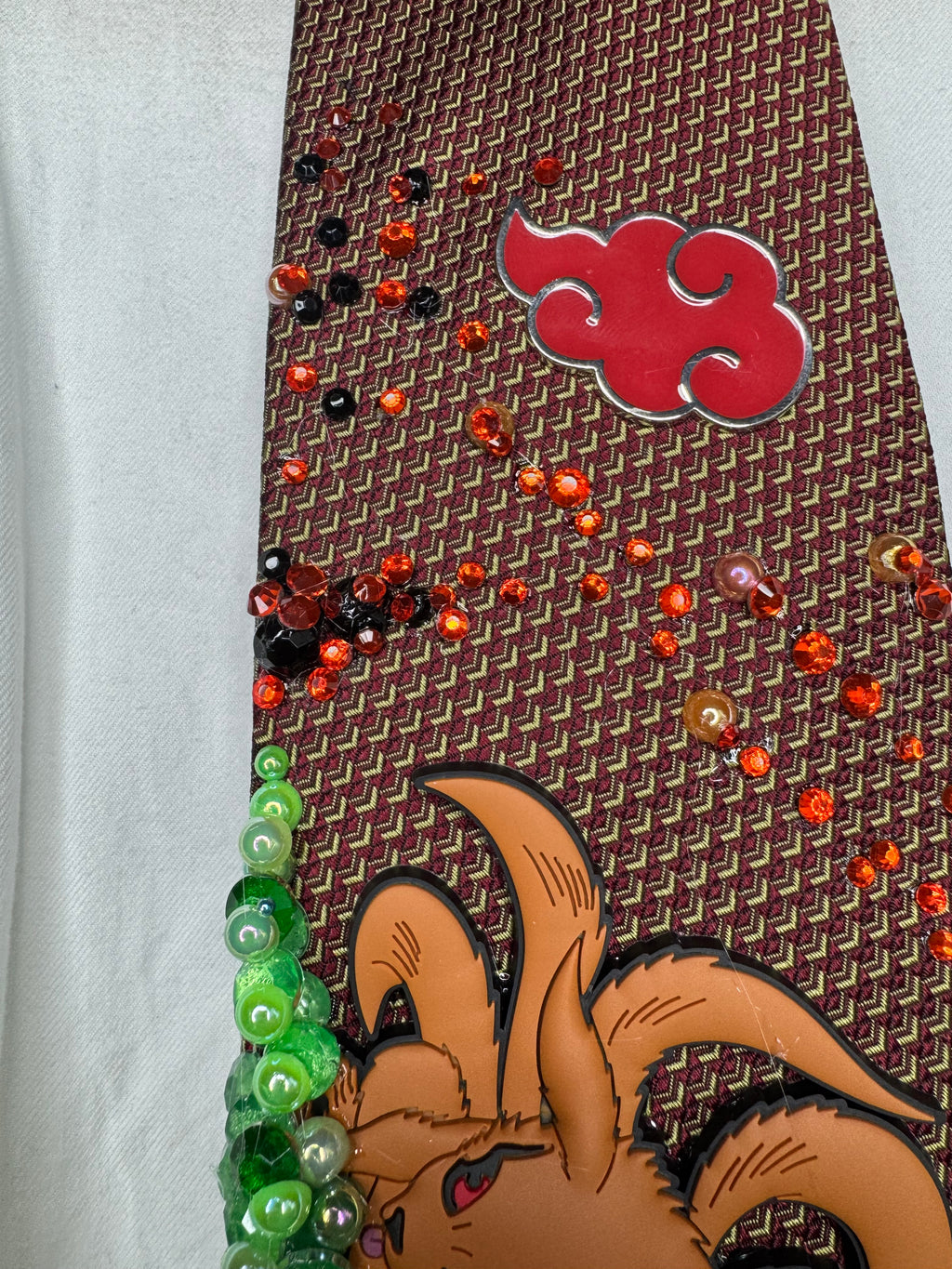 Orange Kurama Nine Tails In Fire Asteroid Chaos Naruto Shippuden Tie