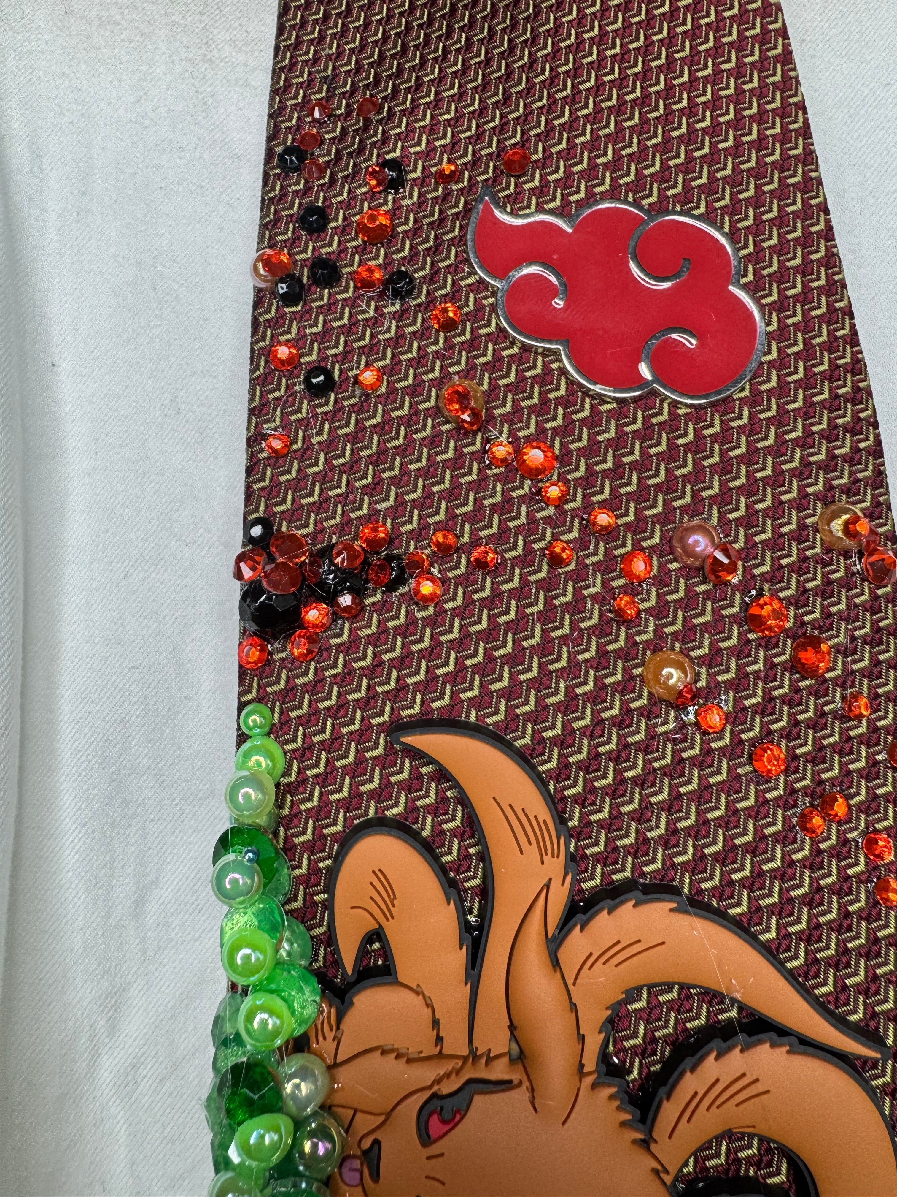 Orange Kurama Nine Tails In Fire Asteroid Chaos Naruto Shippuden Tie