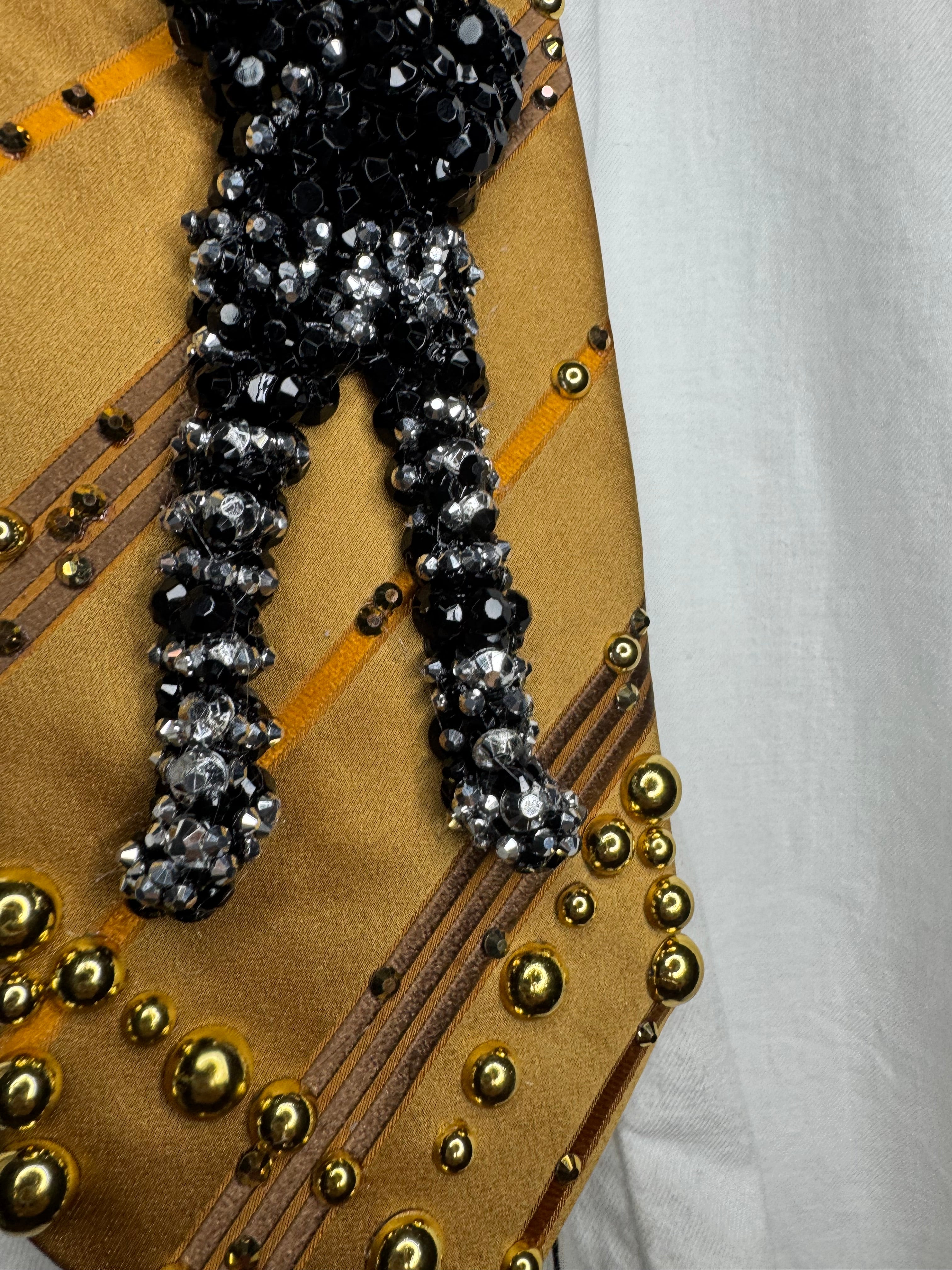 Gold Striped Michael Jackson Reaching Out Singing During 1st Concert in Tokyo for Bad Tour 1987 Tie
