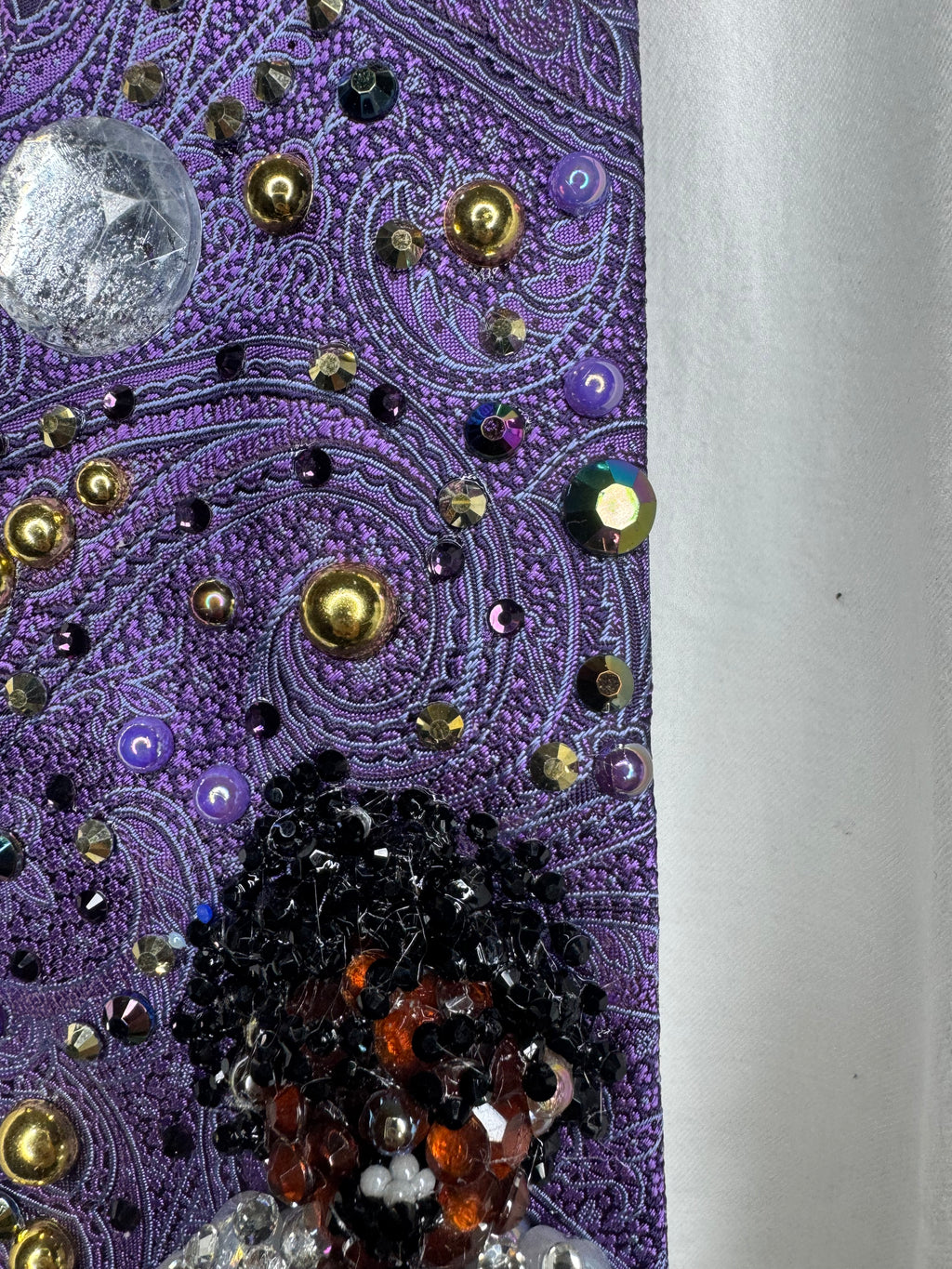 Purple Paisley Michael Jackson Kicking Leg Holding Mic Pose Striped Pants Victory Tour 1984 Tie