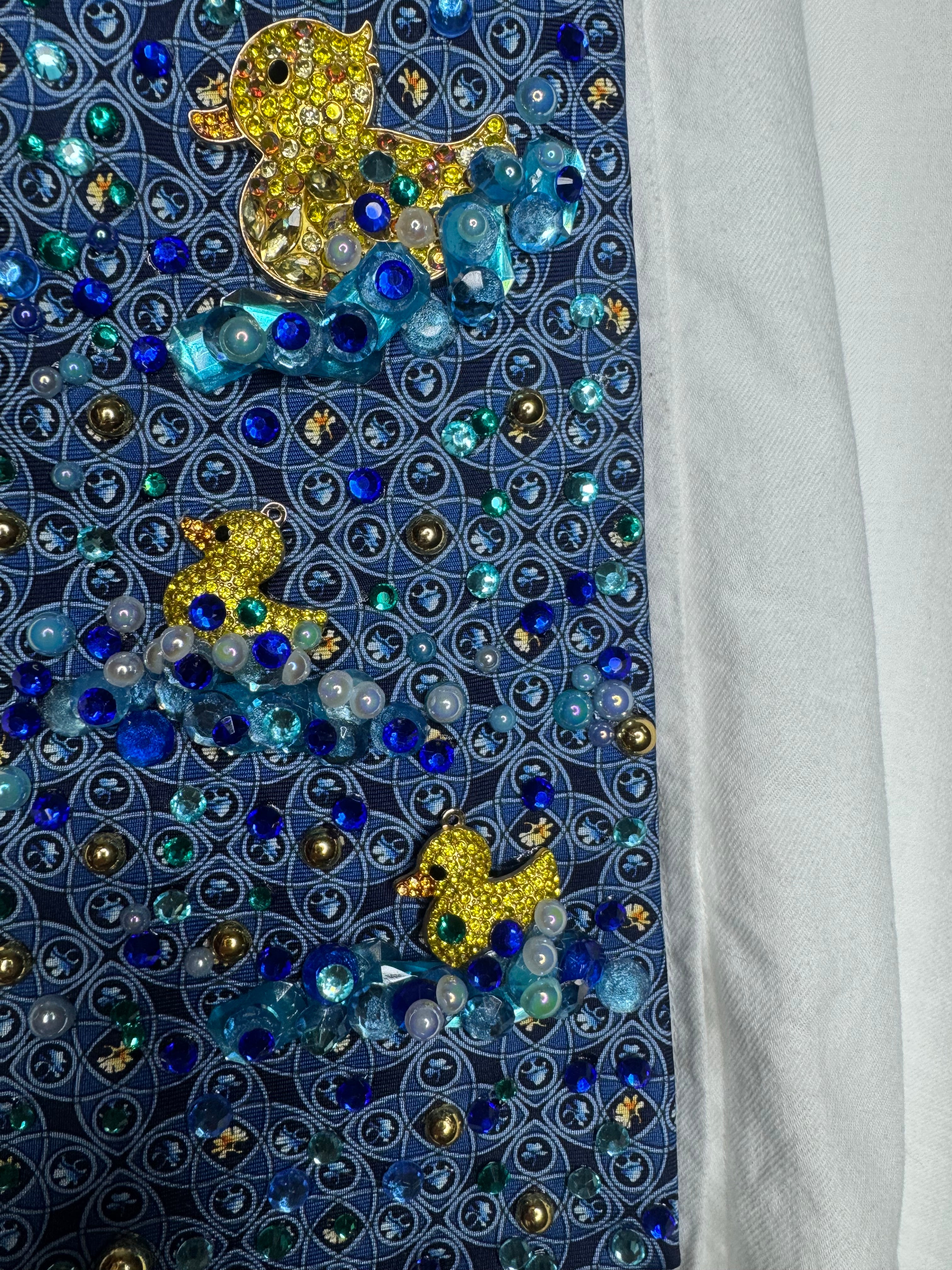 Navy Blue Diamond Ducks Swimming By Nature Royalty Tie