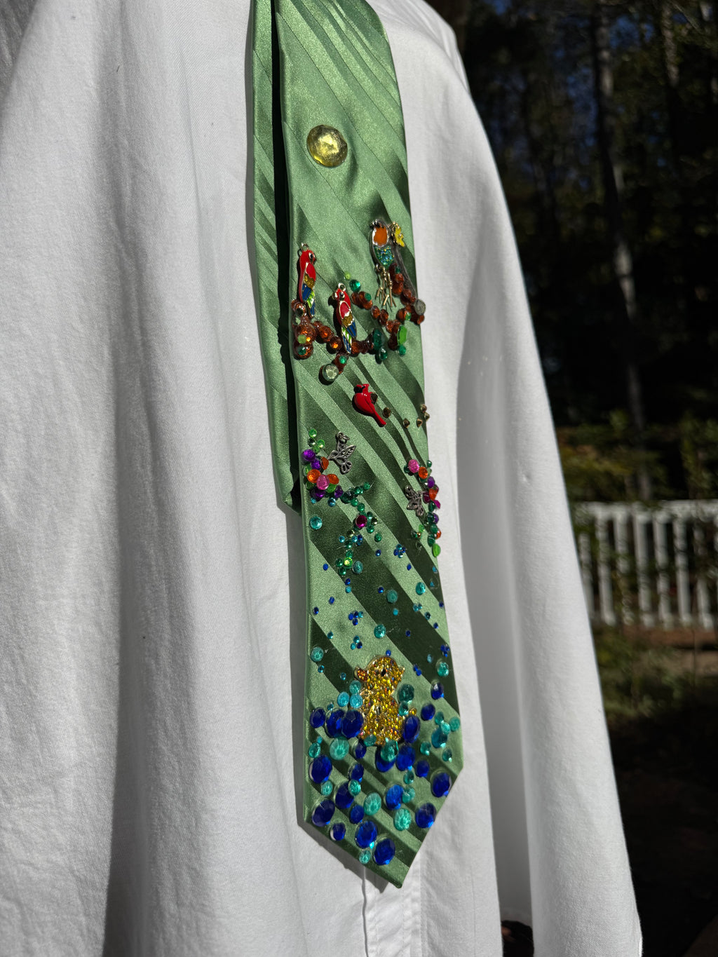 Green Variety Of Birds Nature Royalty Tie
