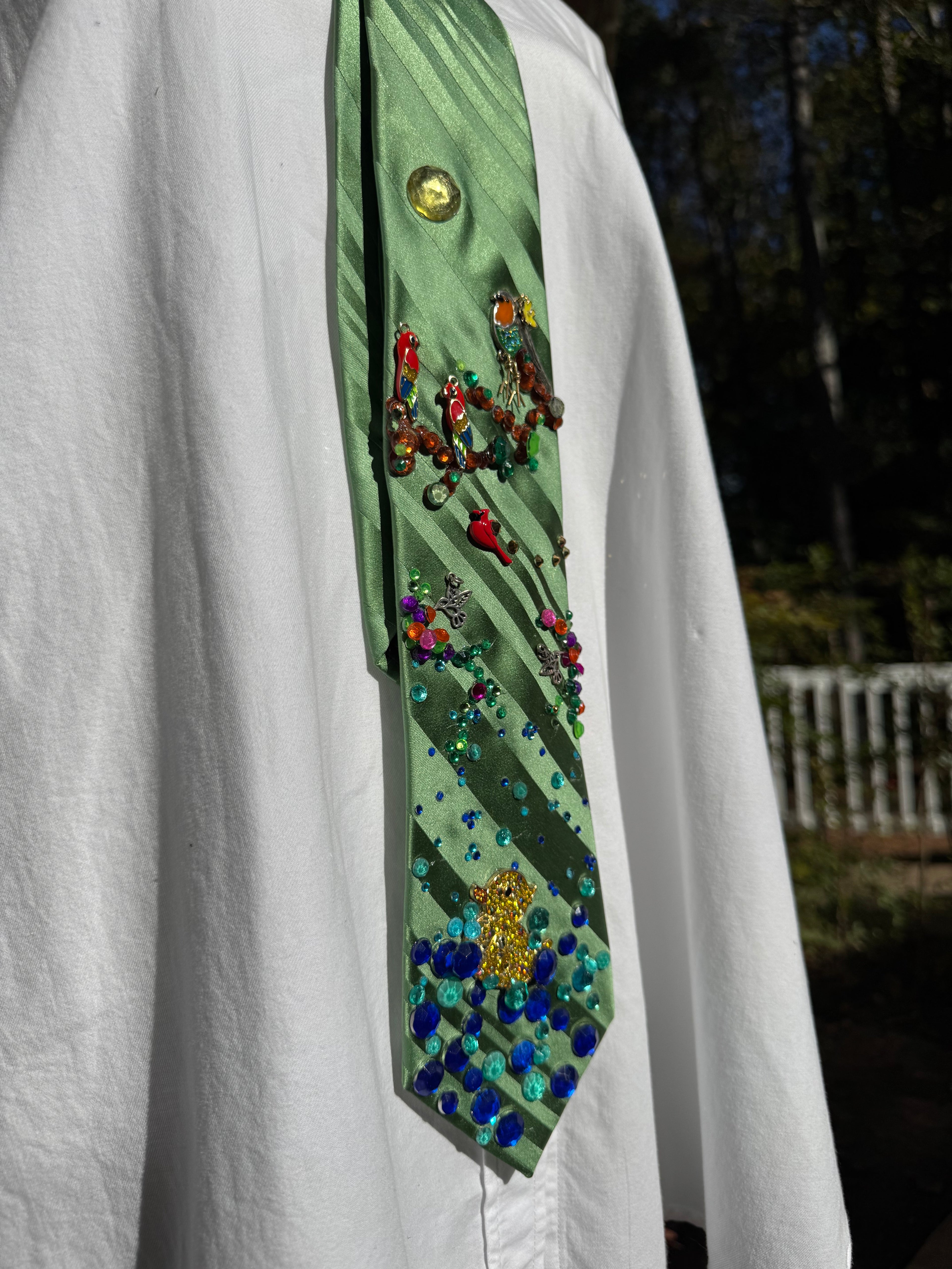Green Variety Of Birds Nature Royalty Tie