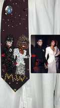 Burgundy Michael Jackson & Whitney Houston Holding Hands in High Class Royalty Outfits for Award Show